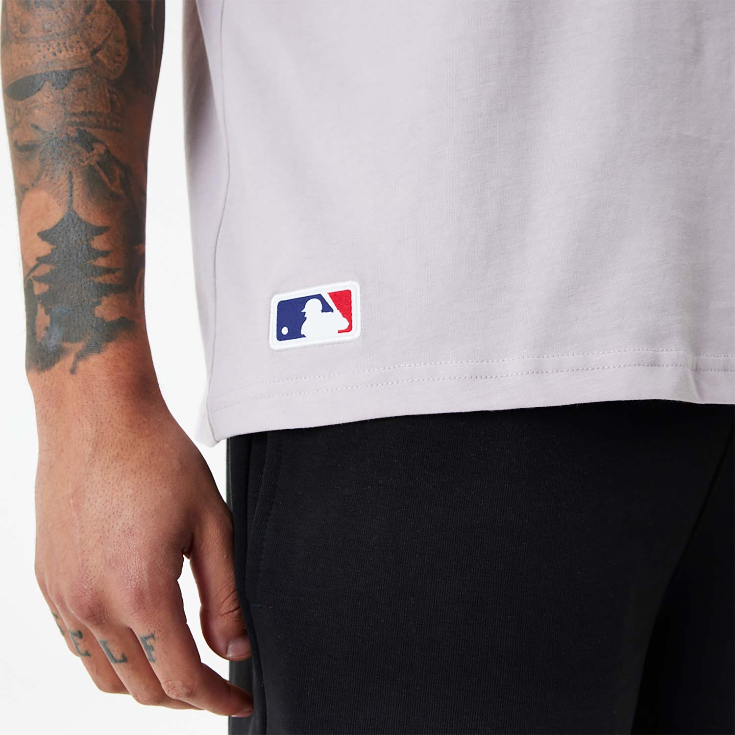 New York Yankees MLB Stacked Logo Purple Oversized T-Shirt