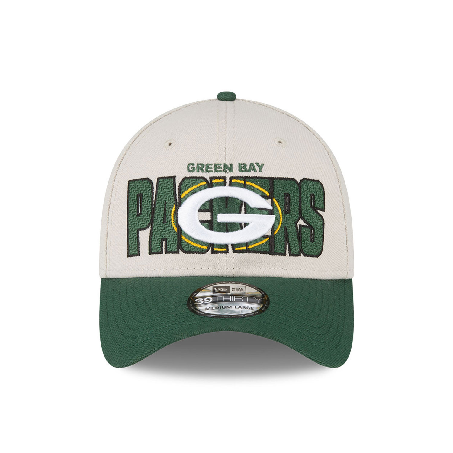 Green Bay Packers NFL 2023 Draft White 39THIRTY Stretch Fit Cap