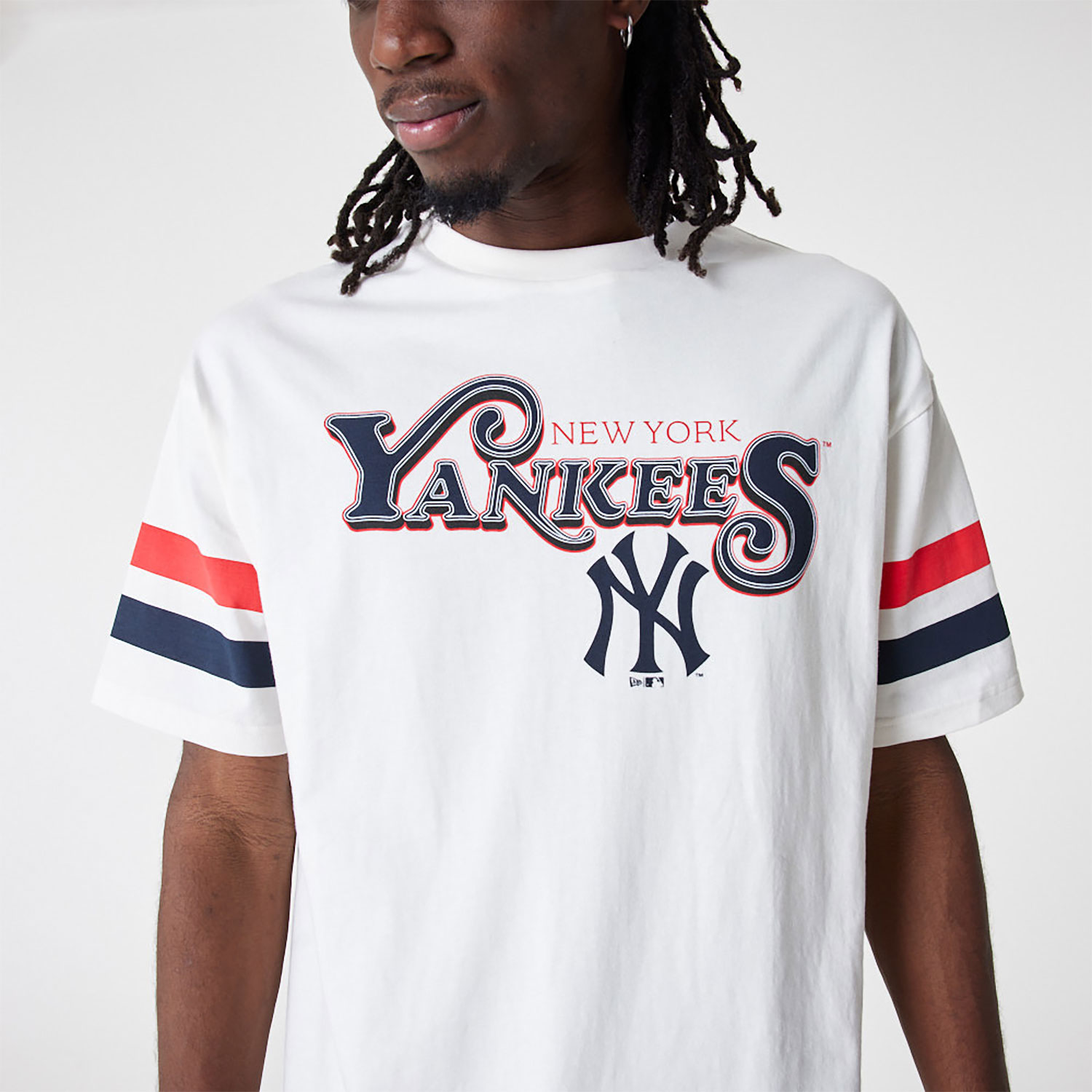 MLB Half Striped New York Yankees Oversized T-Shirt D01_302