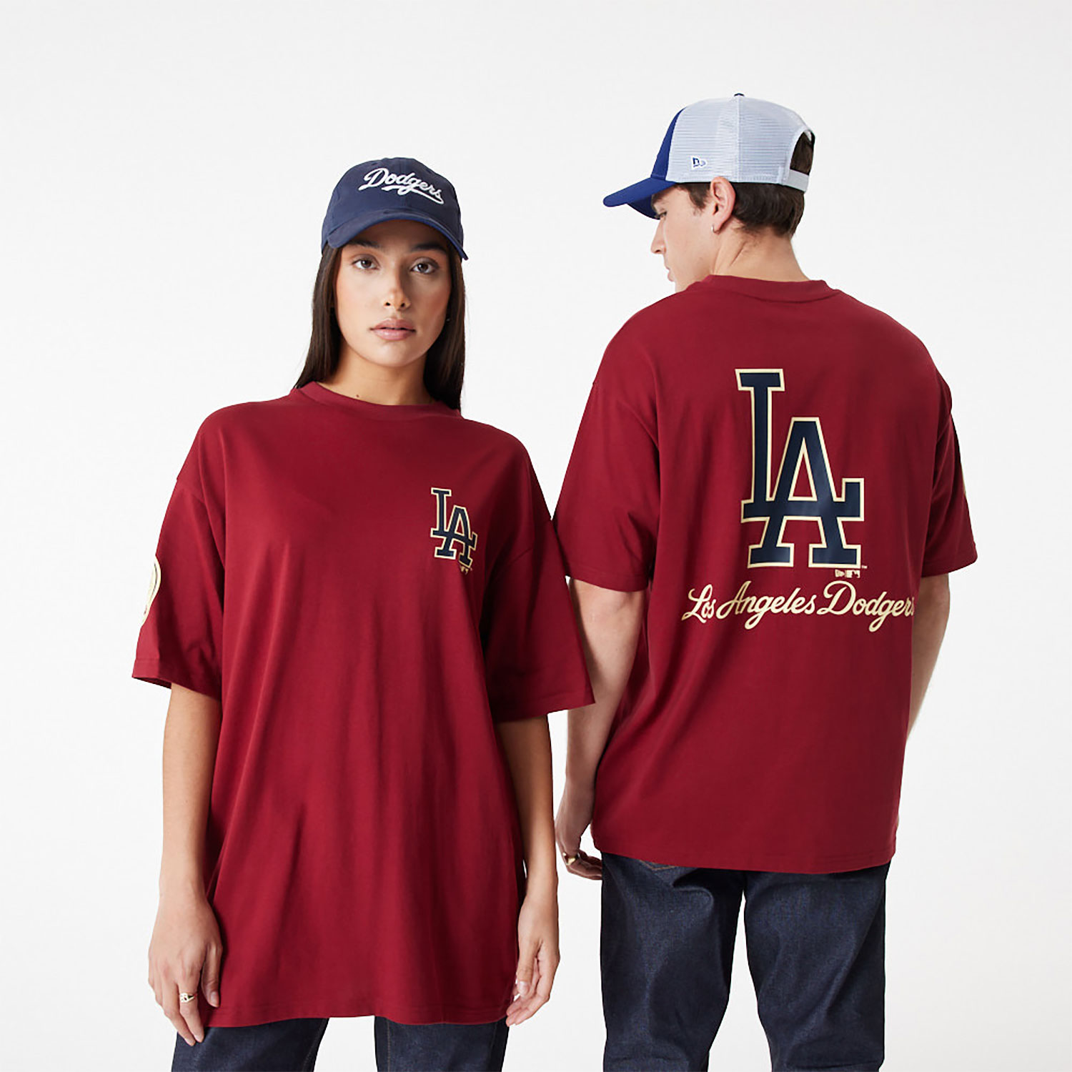 LA Dodgers MLB Large Logo Oversized Dark Red T-Shirt