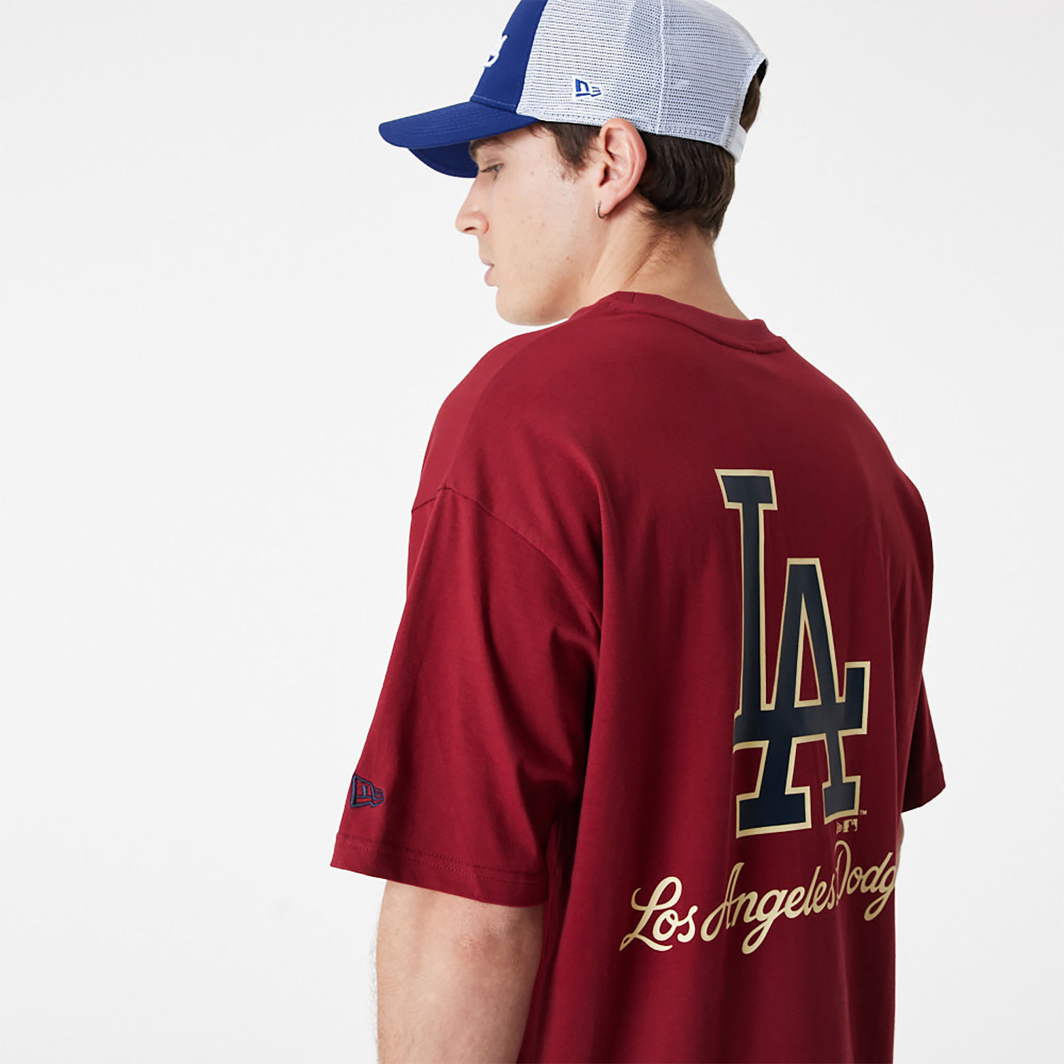 LA Dodgers MLB Large Logo Oversized Dark Red T-Shirt