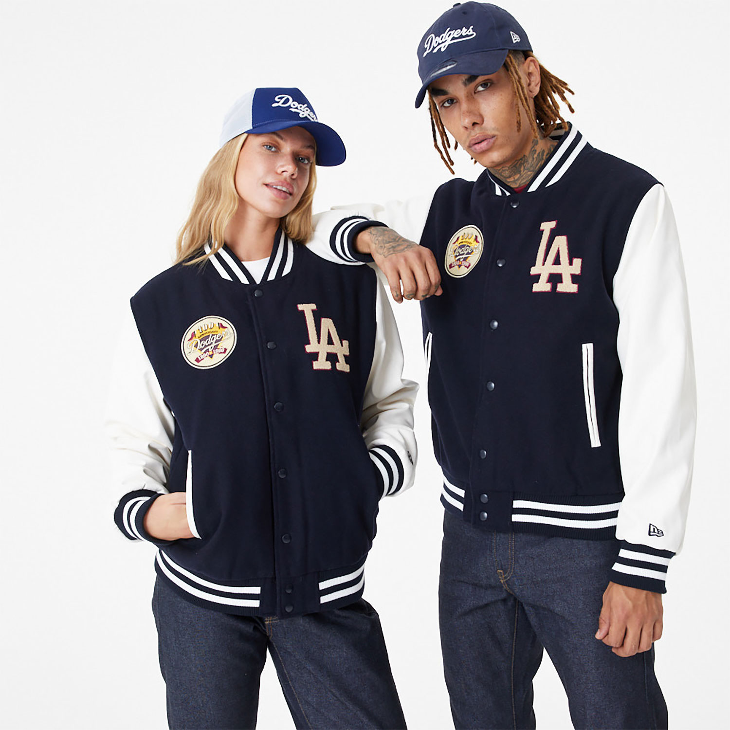 LA Dodgers MLB Large Logo Navy Varsity Jacket