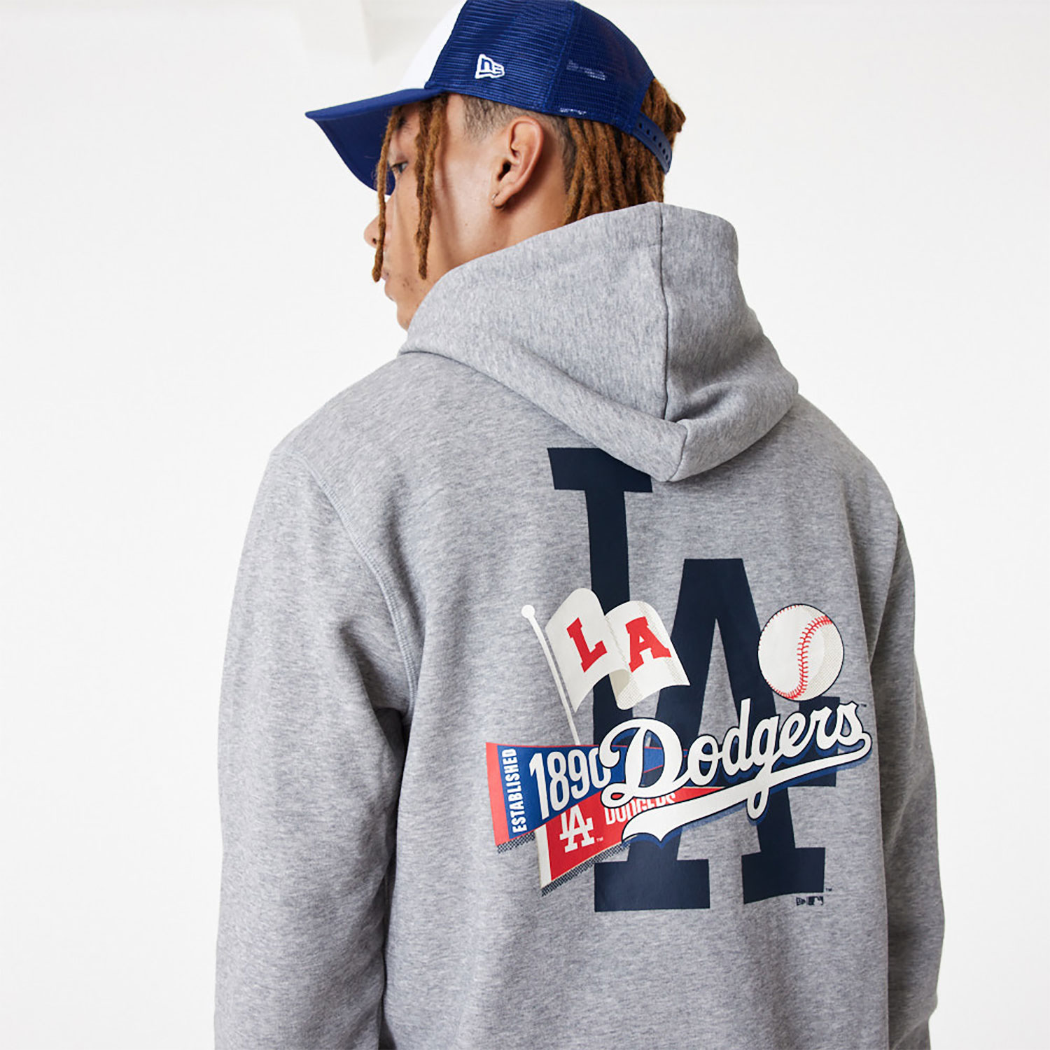 LA Dodgers MLB Flag Graphic Grey Hoodie