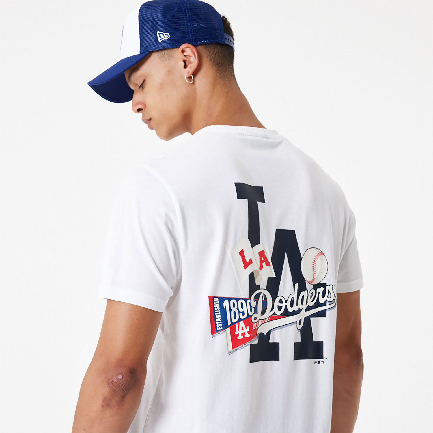 LA Dodgers MLB Flag Graphic White T-Shirt