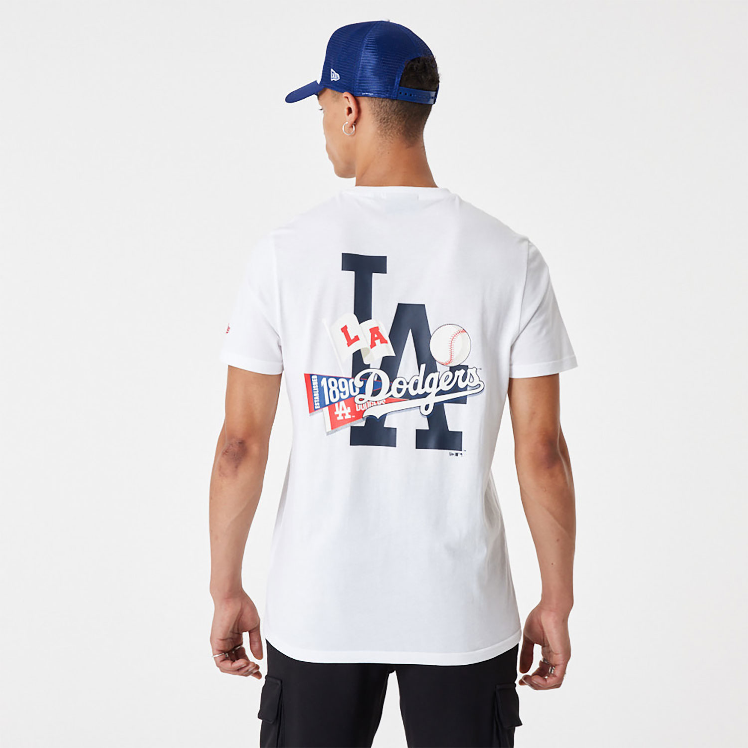 LA Dodgers MLB Flag Graphic White T-Shirt