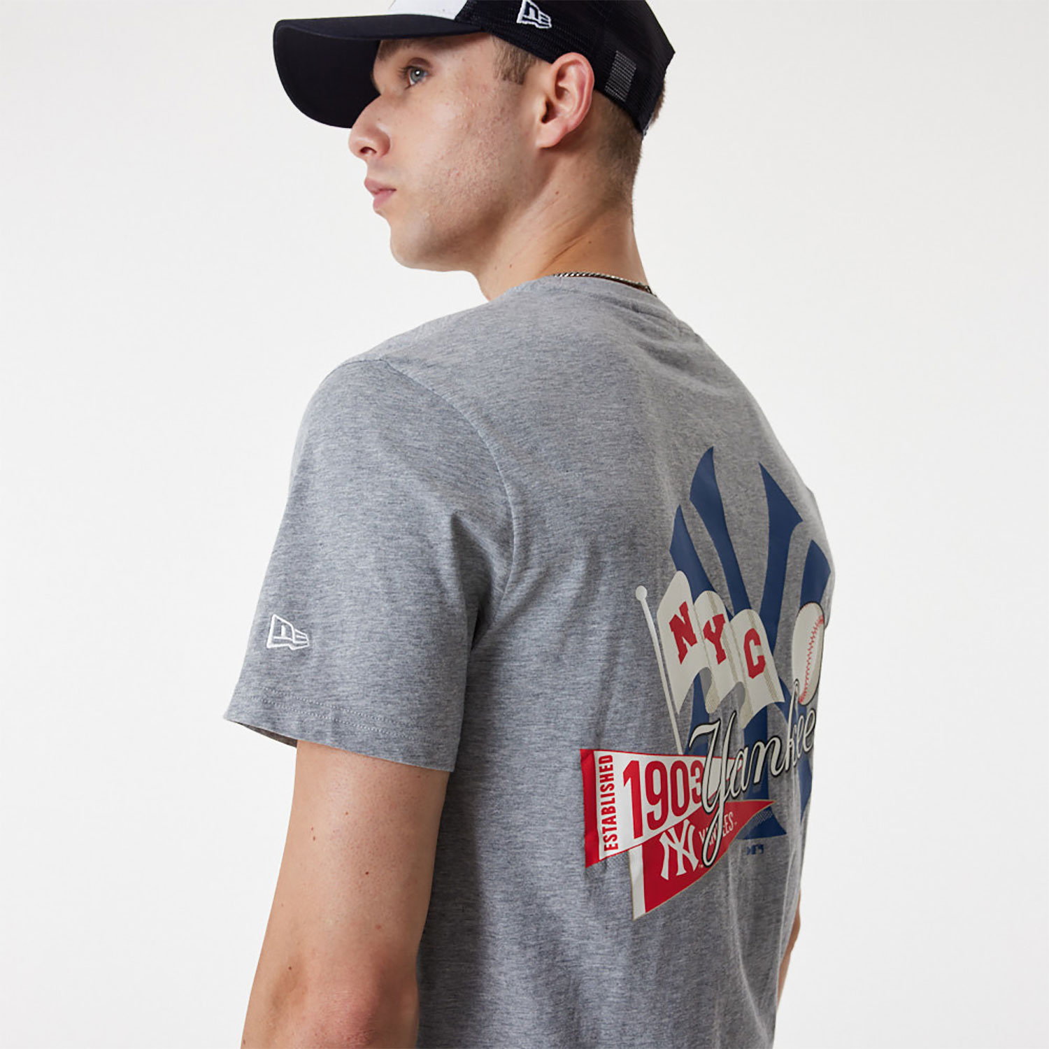 New York Yankees MLB Flag Graphic Dark Grey T-Shirt
