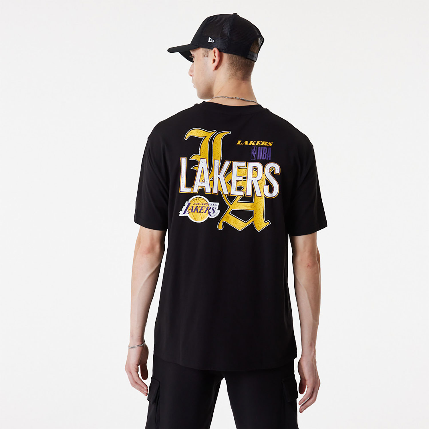 LA Lakers Team Graphic Black Oversized T-Shirt