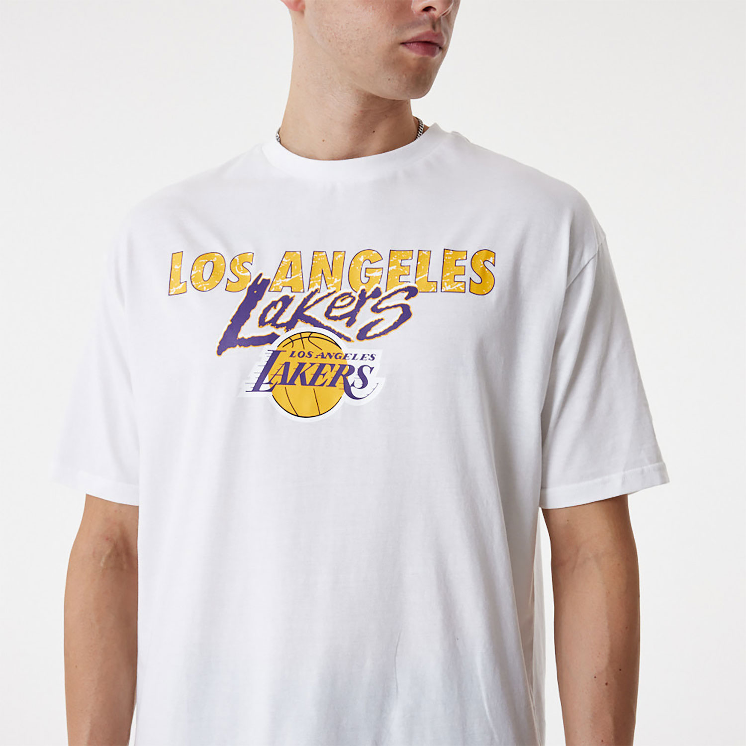 LA Lakers Team Script White Oversized T-Shirt