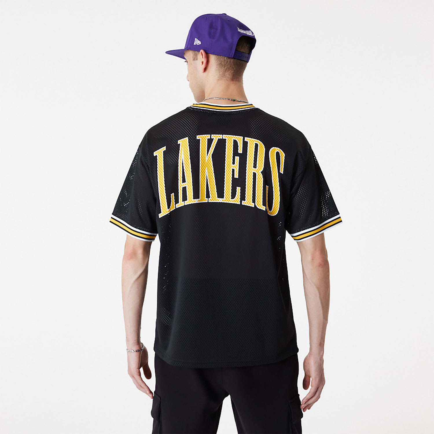 LA Lakers NBA Lifestyle Black Oversized Mesh T-Shirt