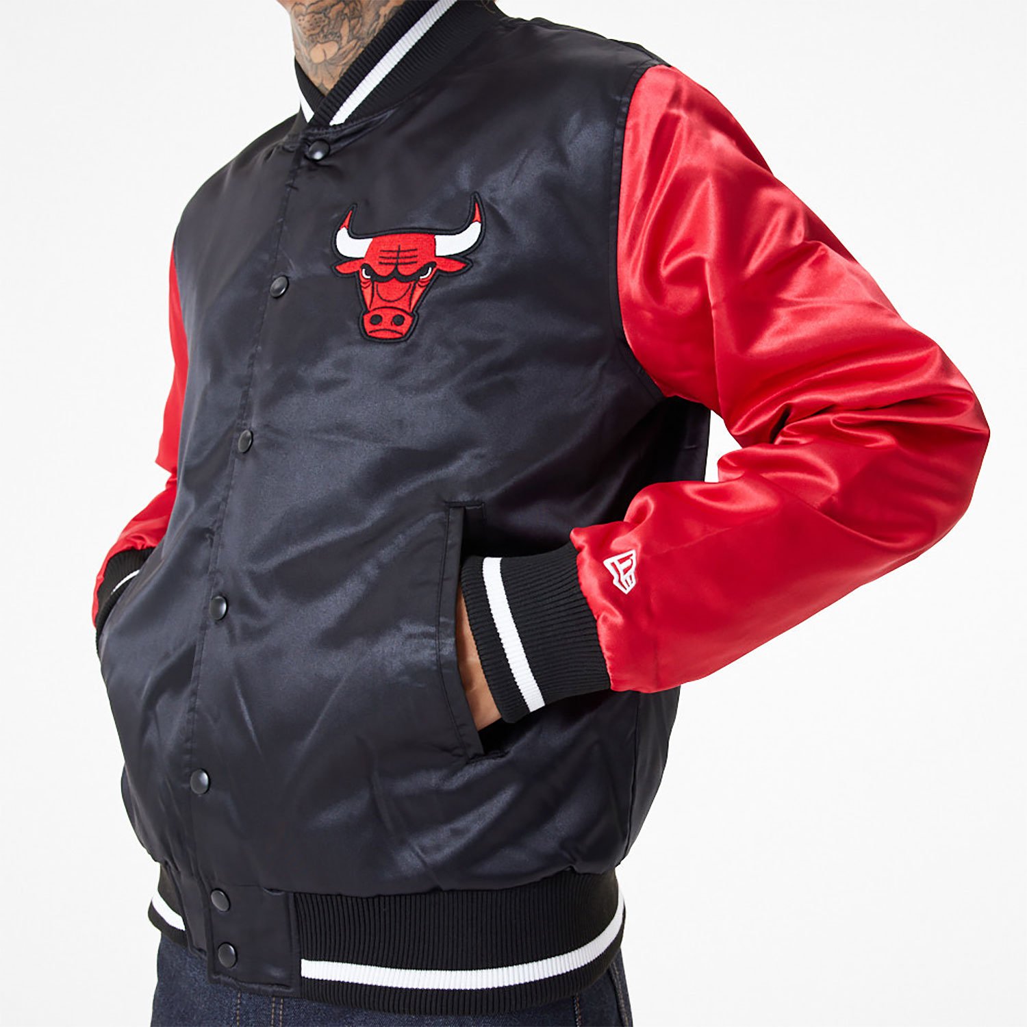 Chicago Bulls NBA Satin Black Bomber Jacket