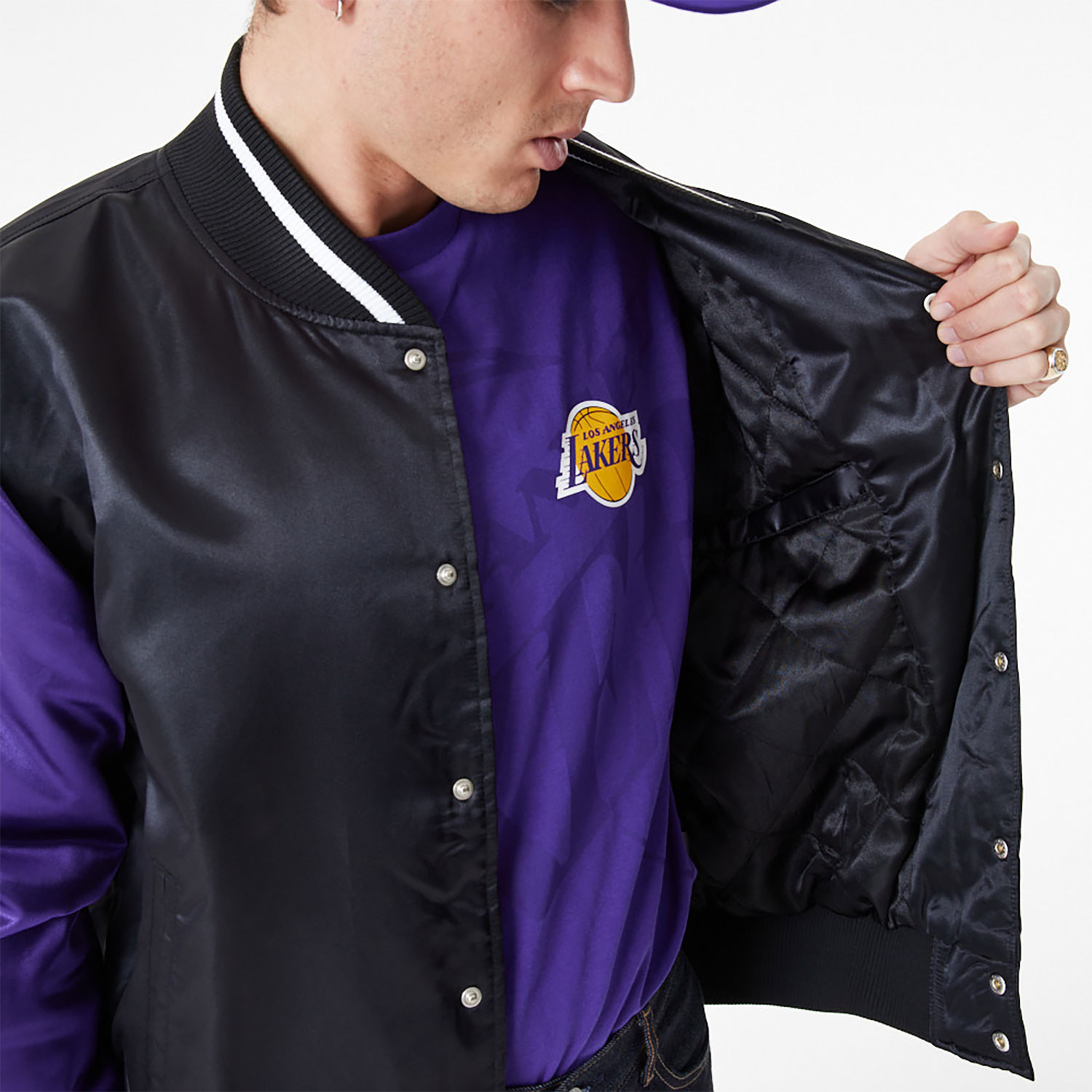 LA Lakers NBA Satin Black Bomber Jacket