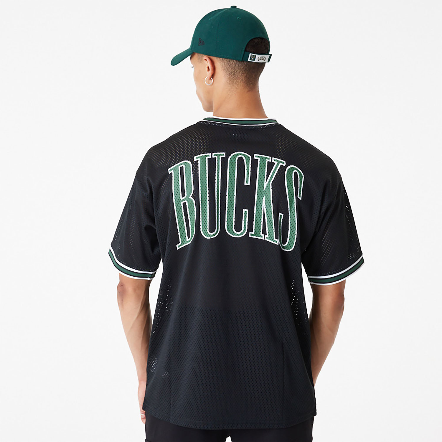 Milwaukee Bucks NBA Lifestyle Black Oversized Mesh T-Shirt