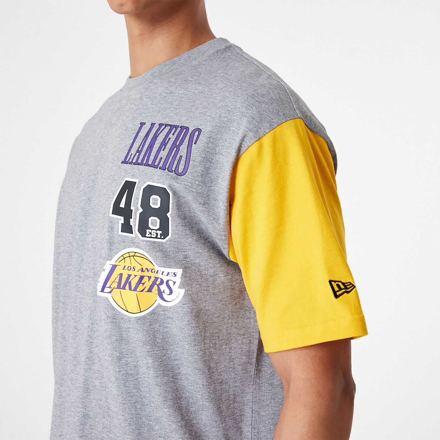 LA Lakers NBA Cut Sew Grey Oversized T-Shirt