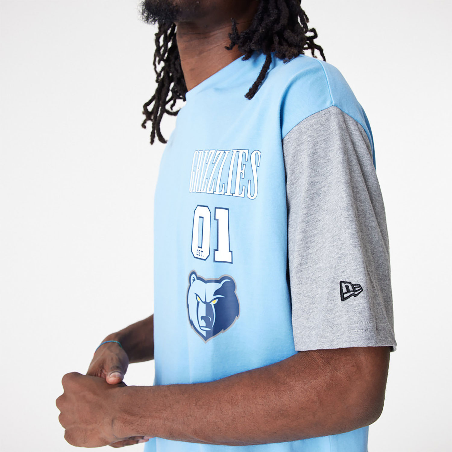 Memphis Grizzlies NBA Cut Sew Pastel Blue Oversized T-Shirt