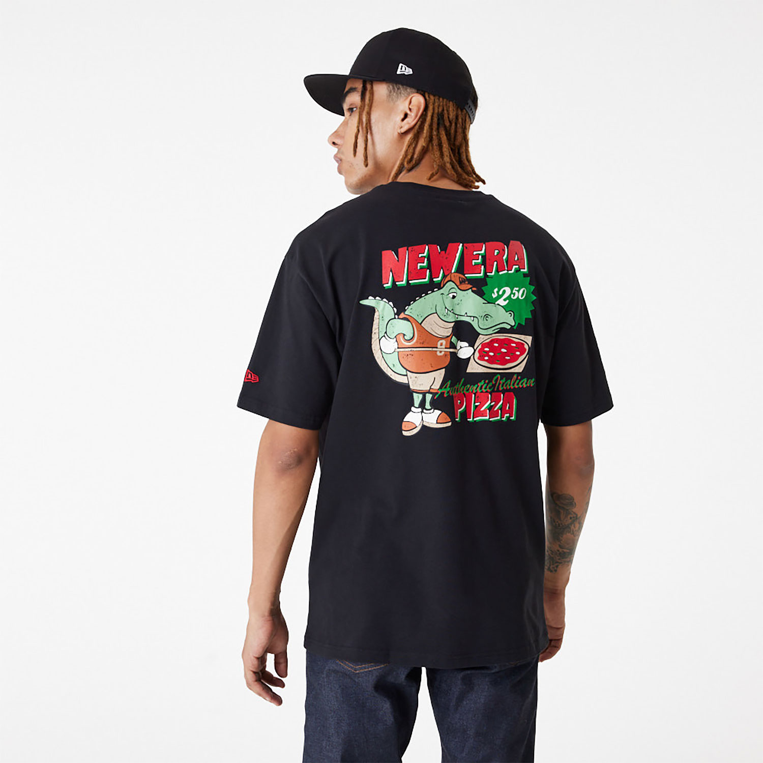 New Era Pizza Alligator Black Oversized T-Shirt