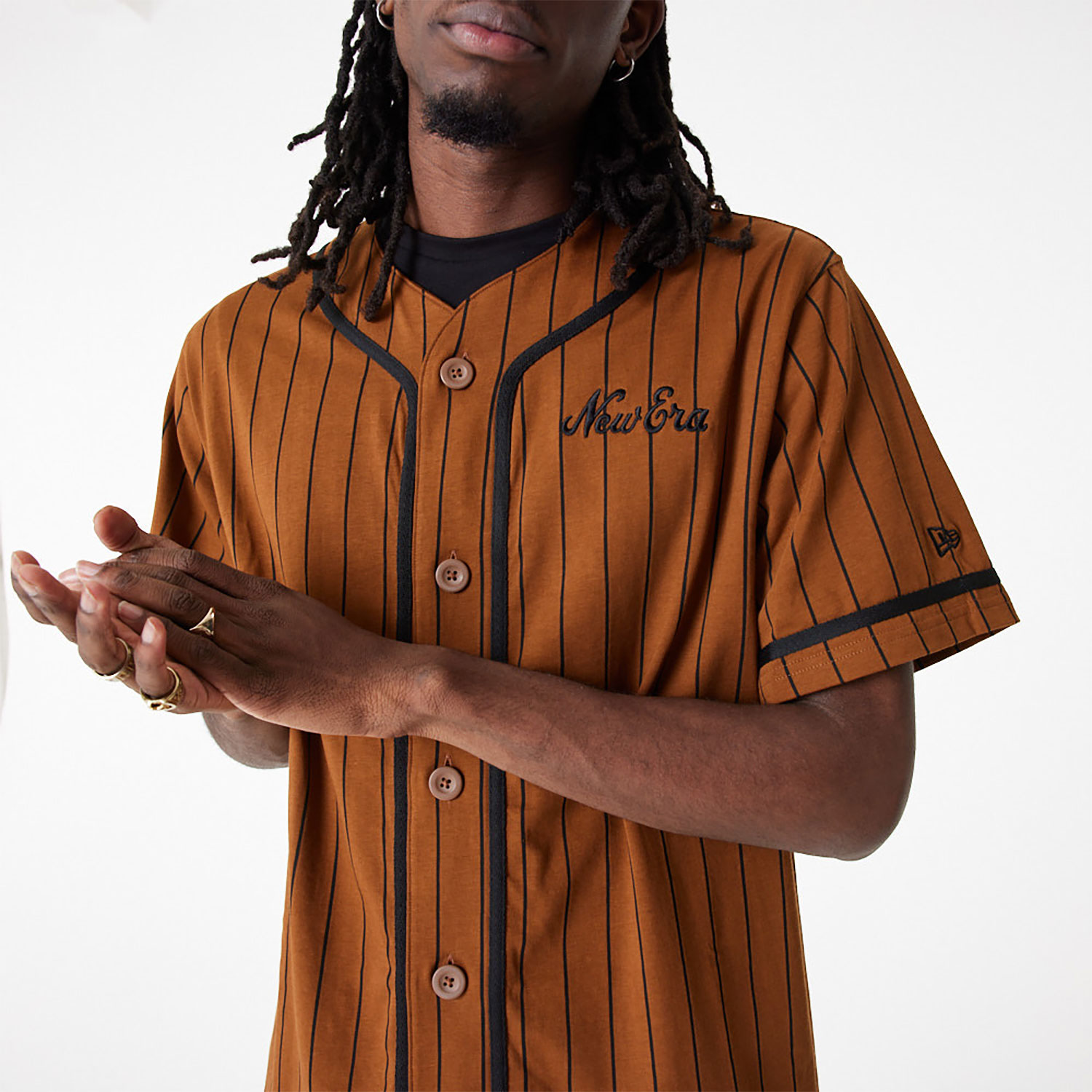 New Era Pinstripe Brown Jersey T-Shirt
