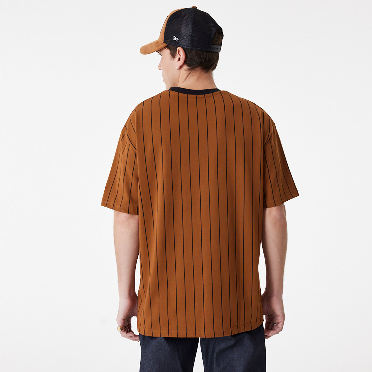 New Era Pinstripe Brown Oversized T-Shirt