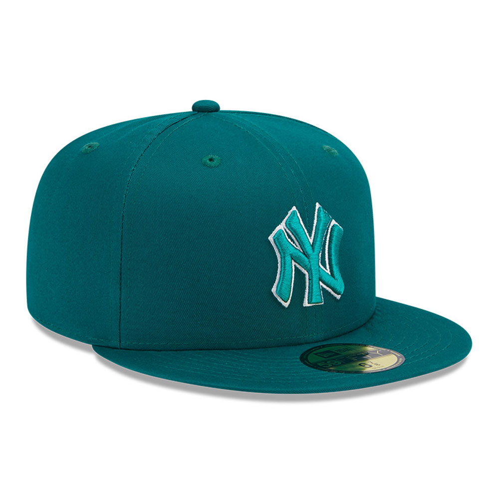 New York Yankees Team Outline Dark Green 59FIFTY Fitted Cap