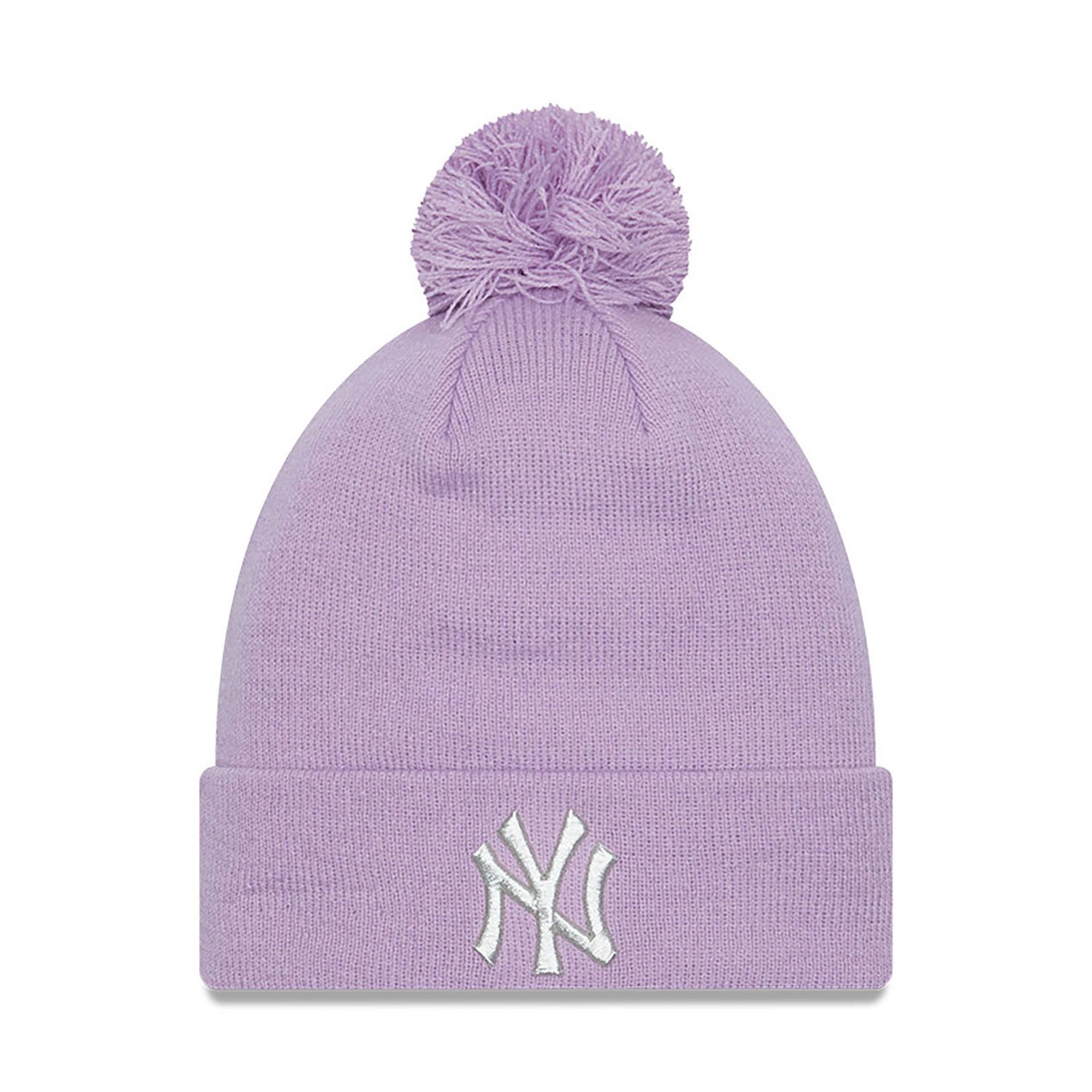 New York Yankees Metallic Pom Pastel Purple Womens Bobble Knit Beanie Hat