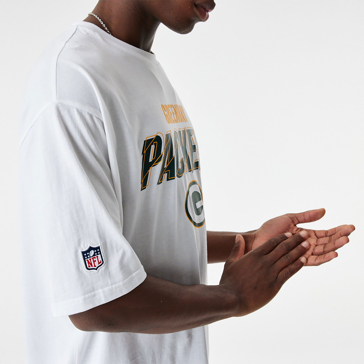 Green Bay Packers NFL Script Graphic White Oversized T-Shirt