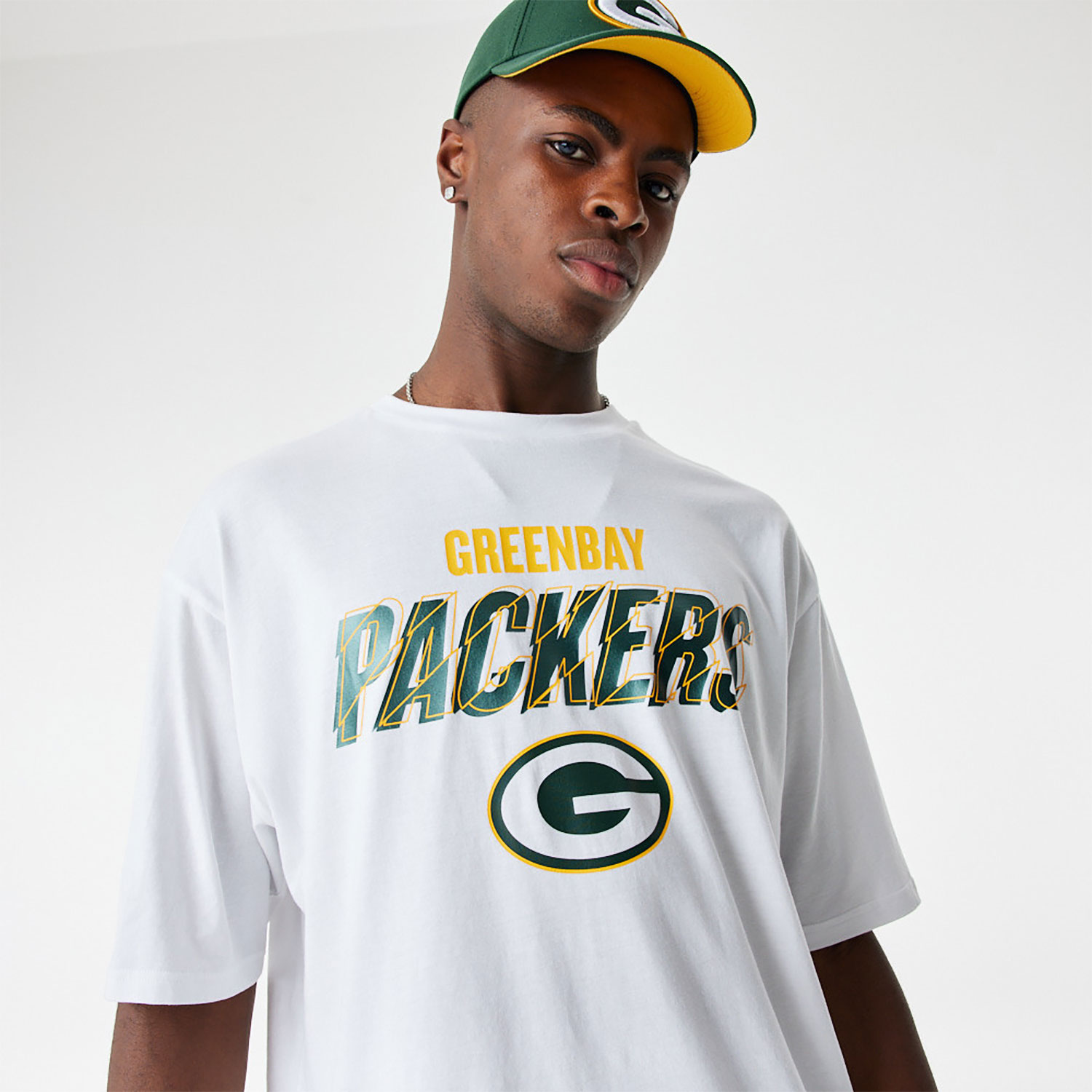 Green Bay Packers NFL Script Graphic White Oversized T-Shirt