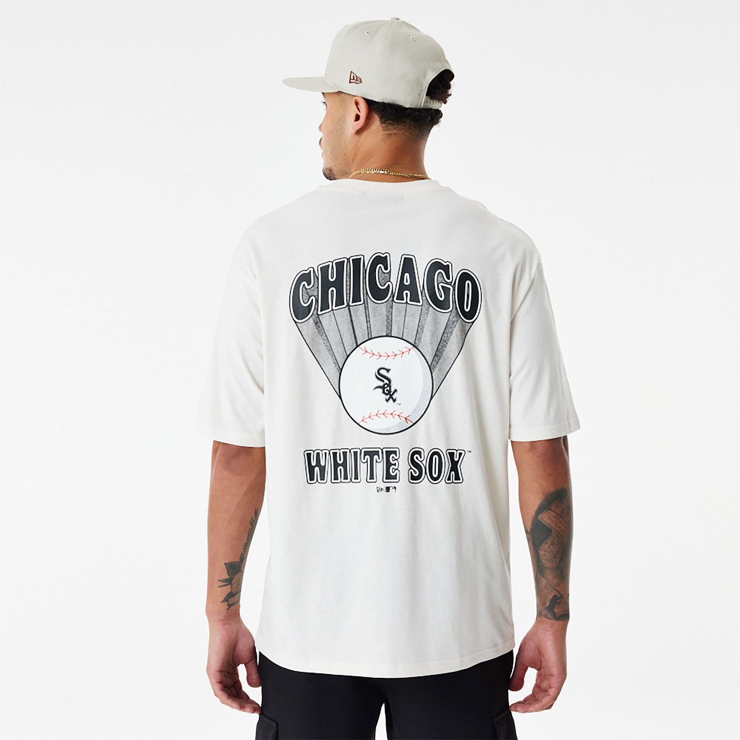 Chicago White Sox Baseball Graphic Chrome White Oversized T-Shirt