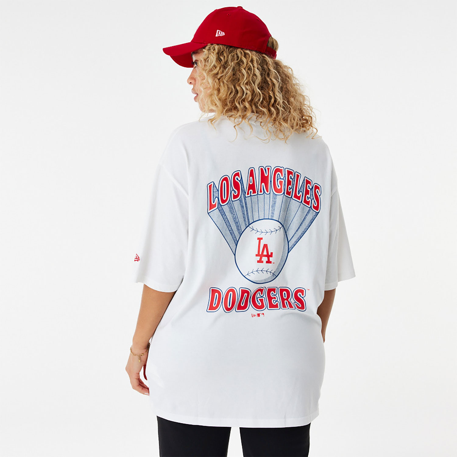 LA Dodgers Baseball Graphic White Oversized T-Shirt