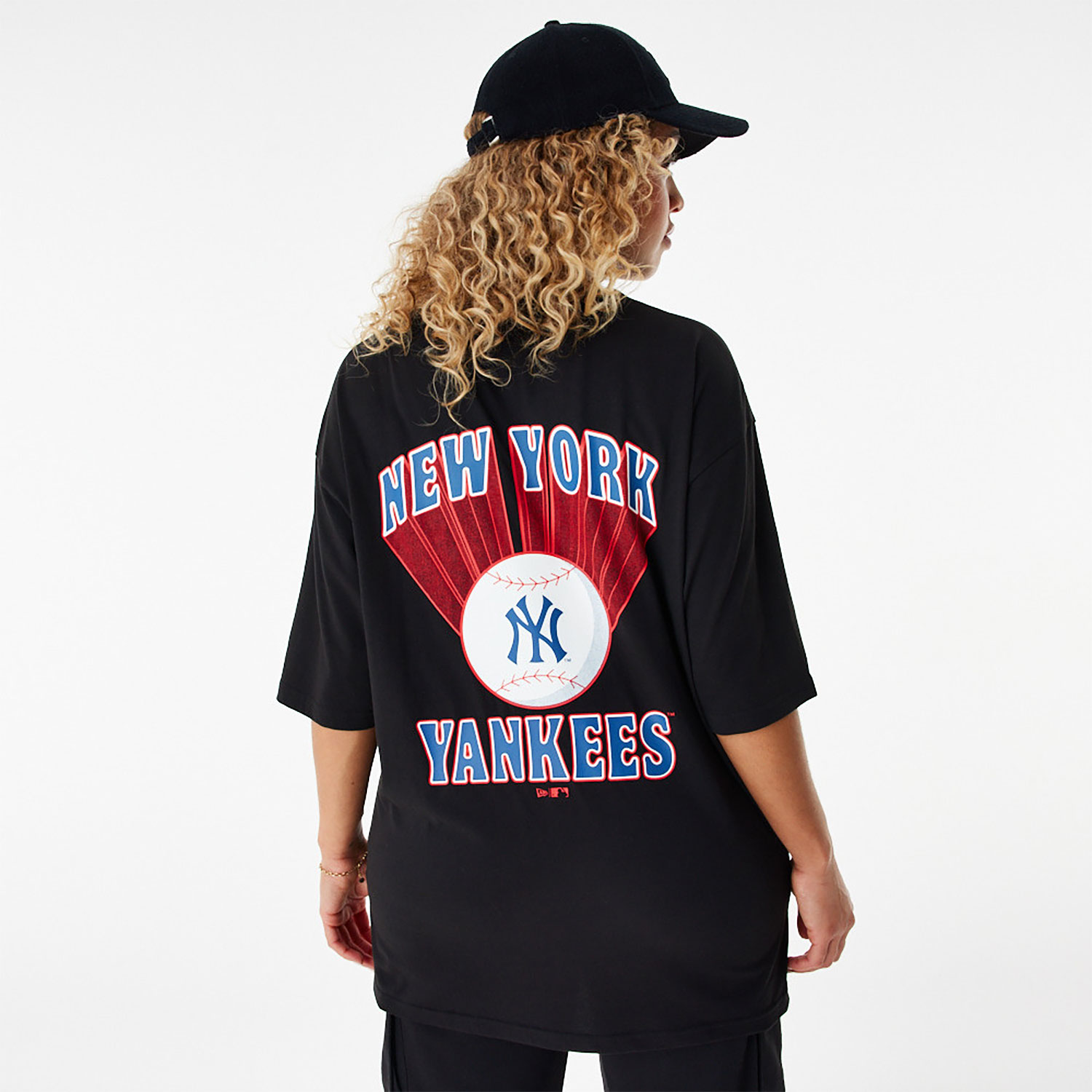New York Yankees Baseball Graphic Black Oversized T-Shirt