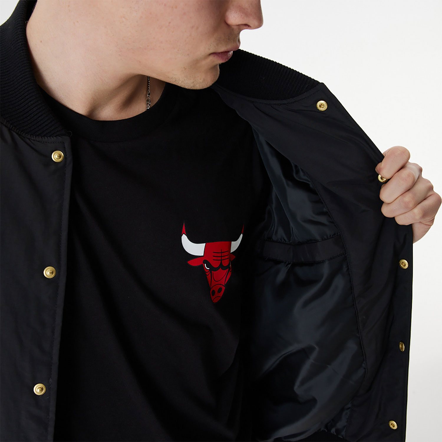 Chicago Bulls Team Script Black Bomber Jacket