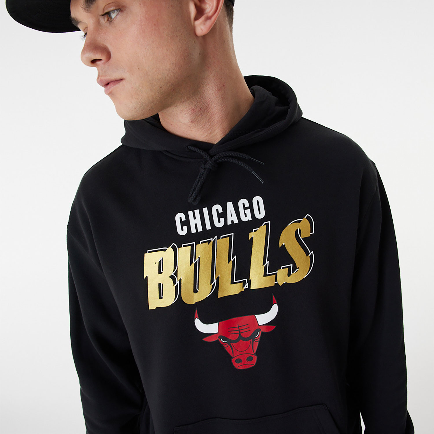 Chicago Bulls Team Script Black Oversized Hoodie