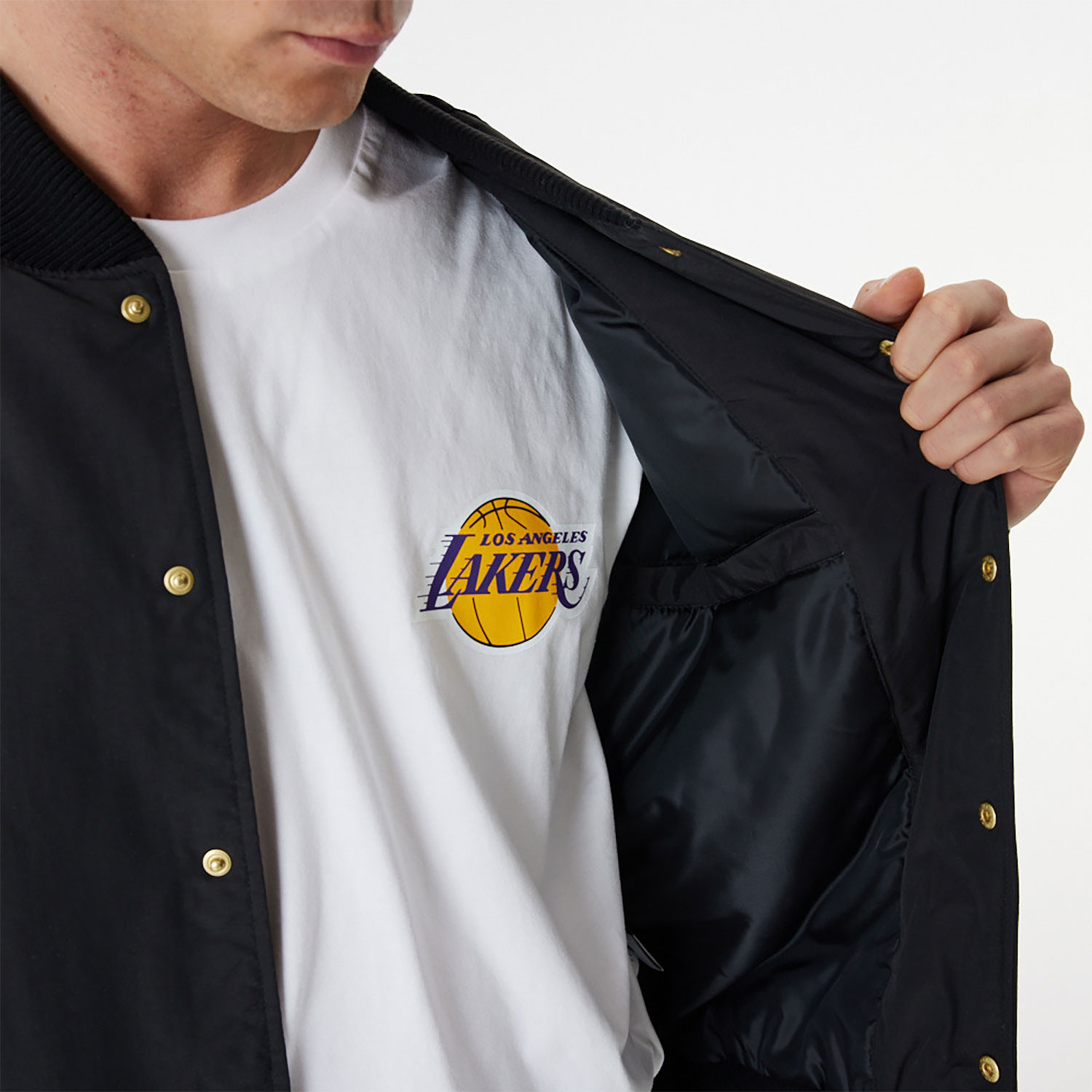 LA Lakers Team Script Black Bomber Jacket