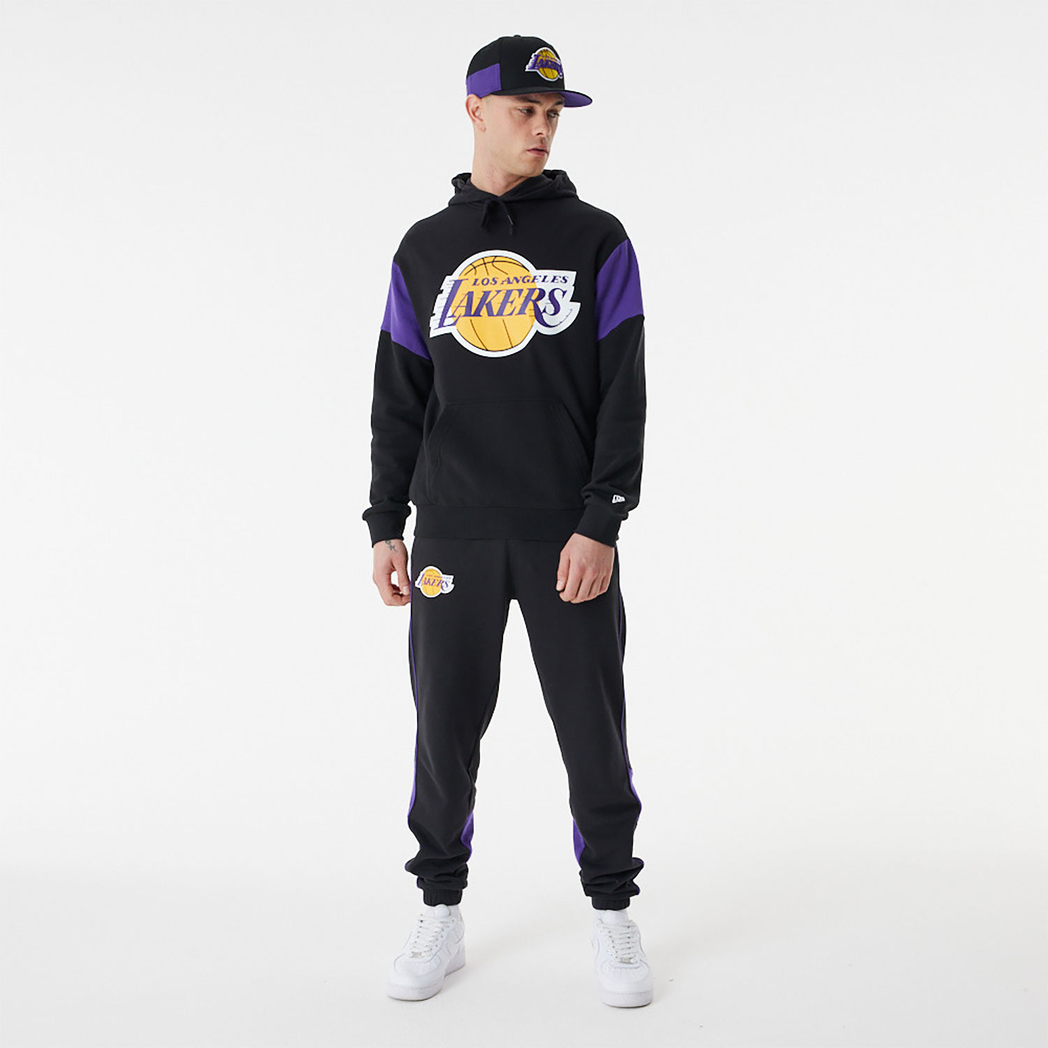 LA Lakers NBA Colour Block Black Oversized Hoodie