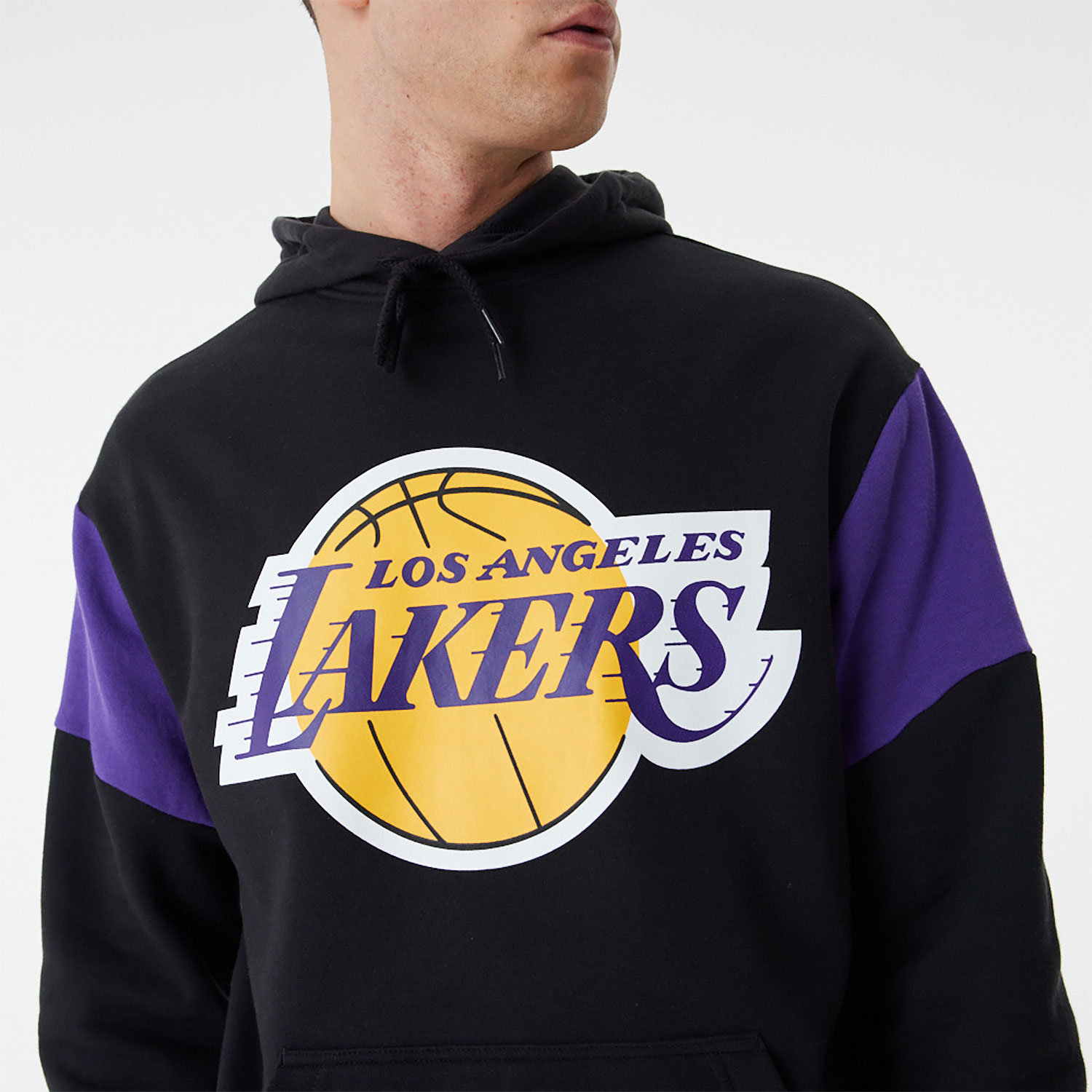 LA Lakers NBA Colour Block Black Oversized Hoodie
