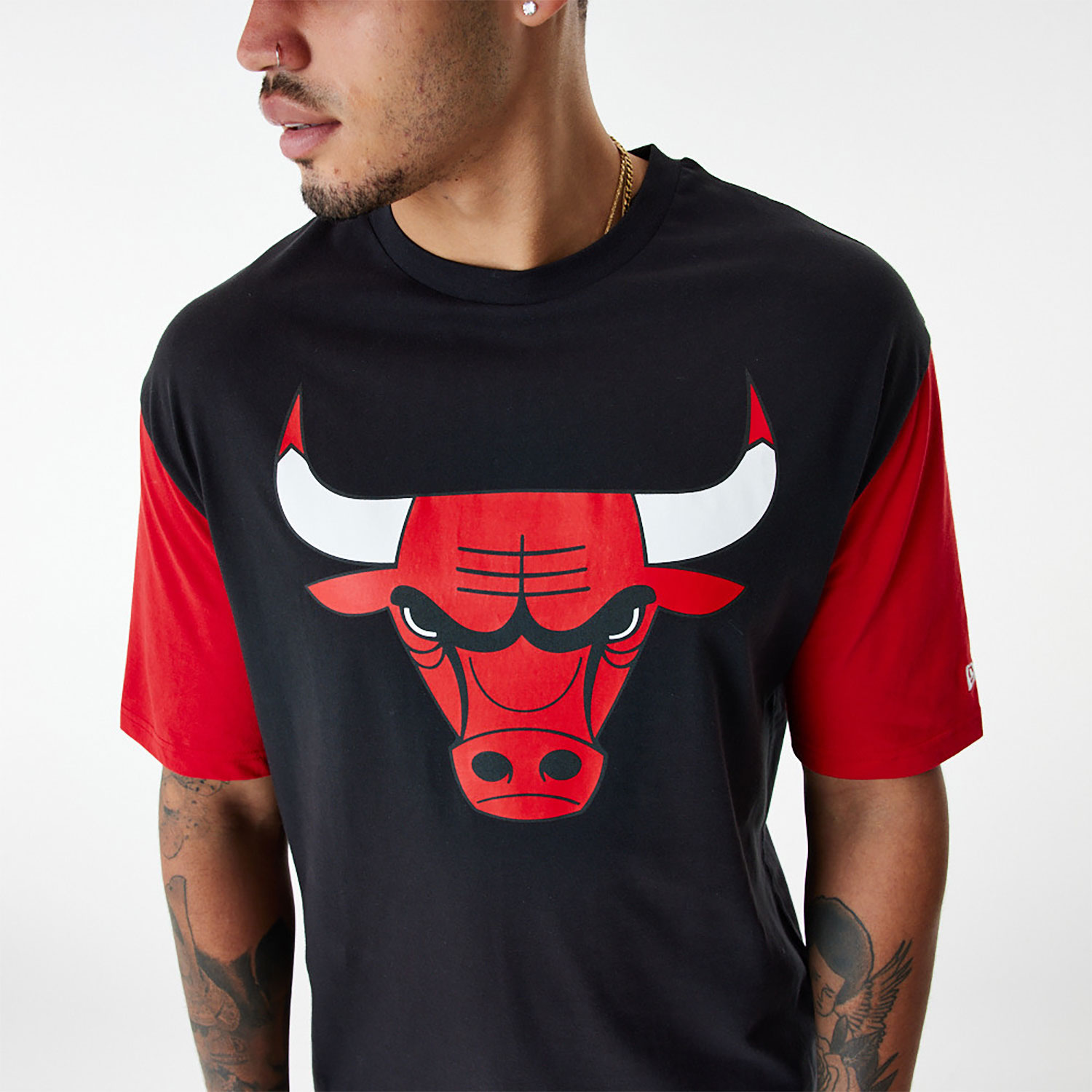 Chicago Bulls NBA Colour Block Black Oversized T-Shirt