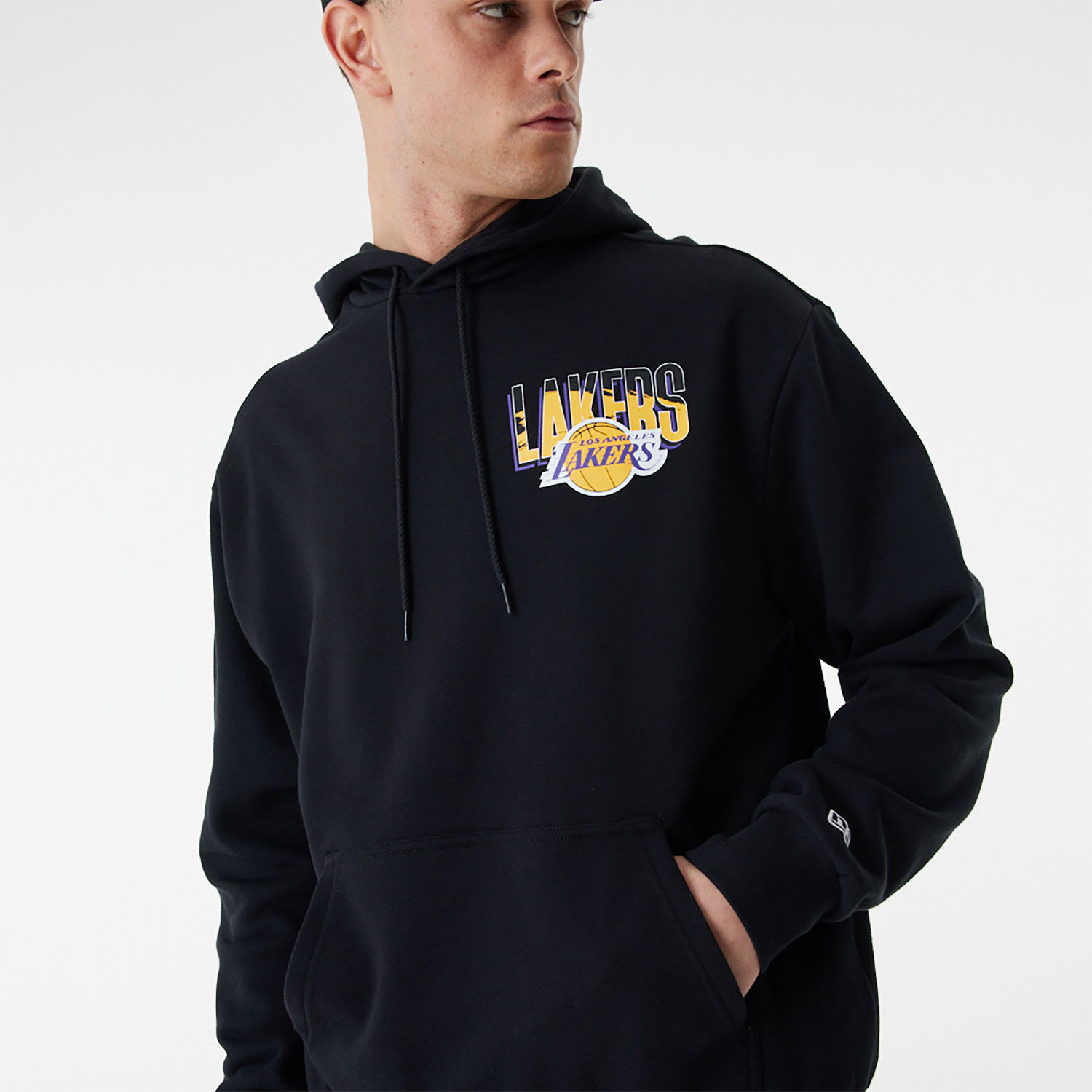 LA Lakers Skyline Graphic Black Oversized Hoodie
