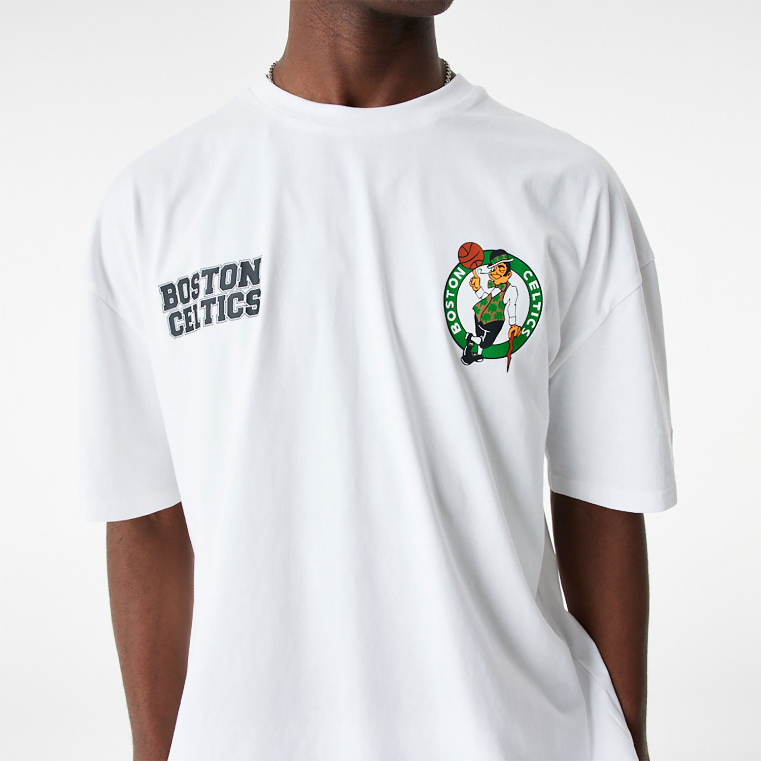 Boston Celtics NBA Large Graphic White Oversized T-Shirt