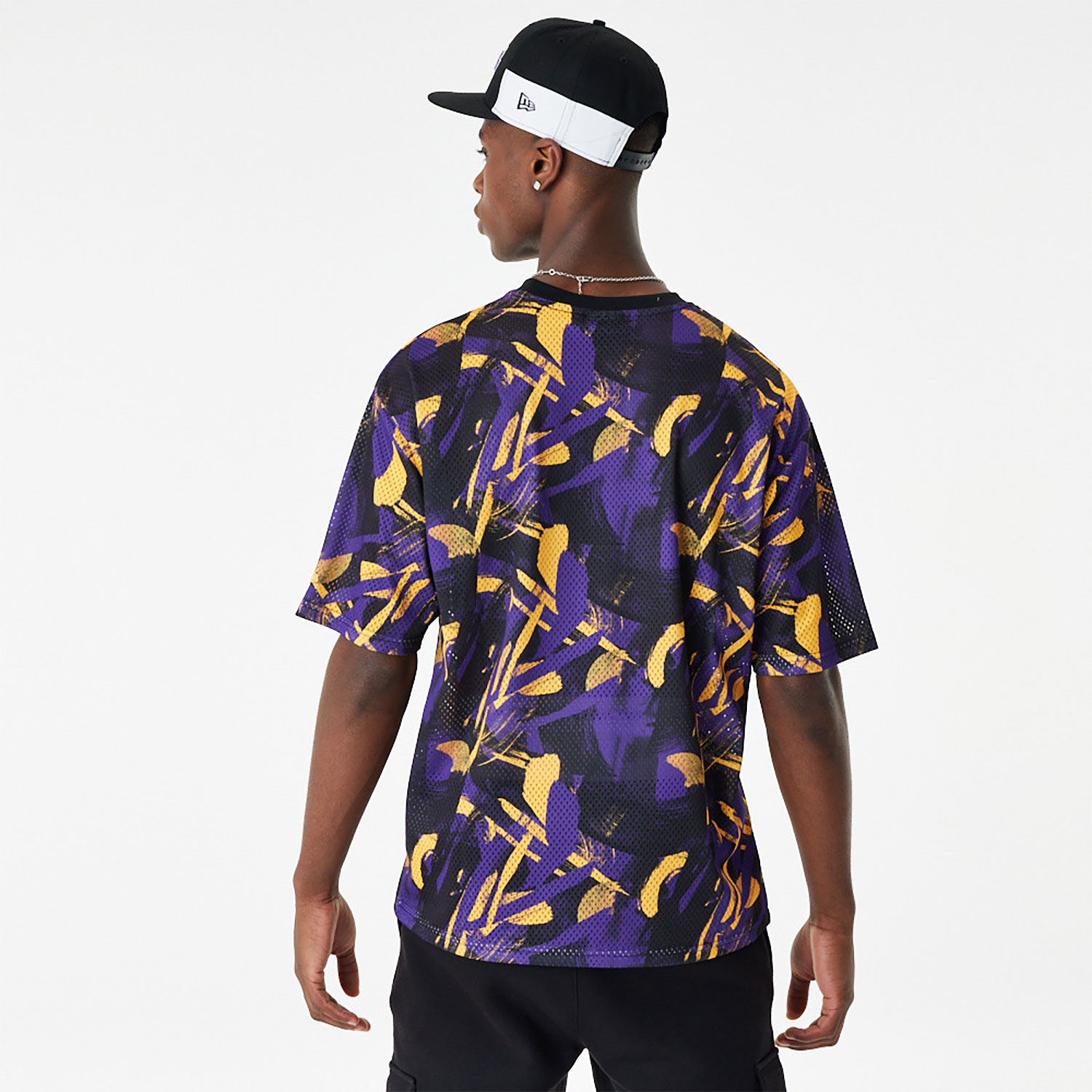 LA Lakers NBA All Over Print Mesh Purple Oversized T-Shirt