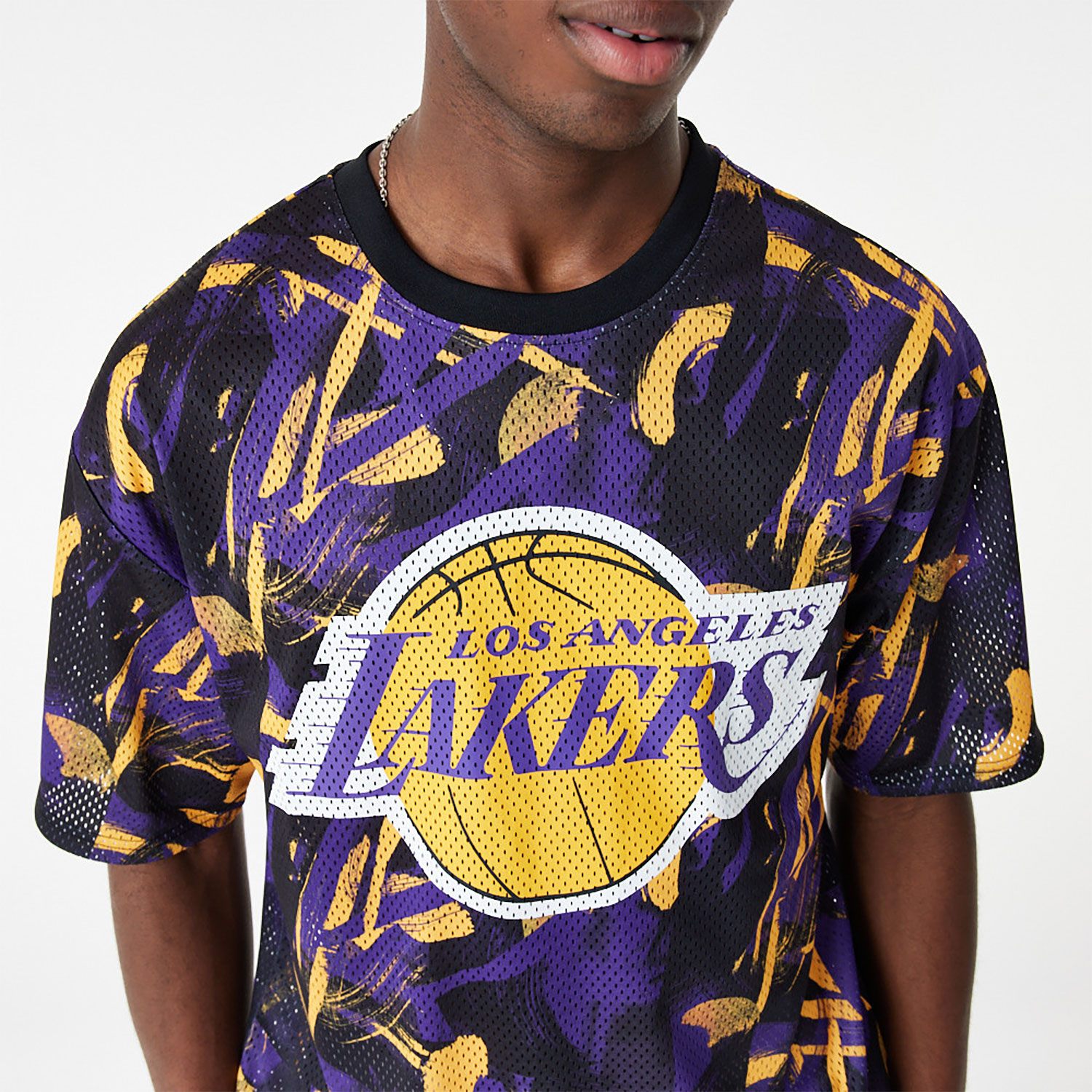 LA Lakers NBA All Over Print Mesh Purple Oversized T-Shirt