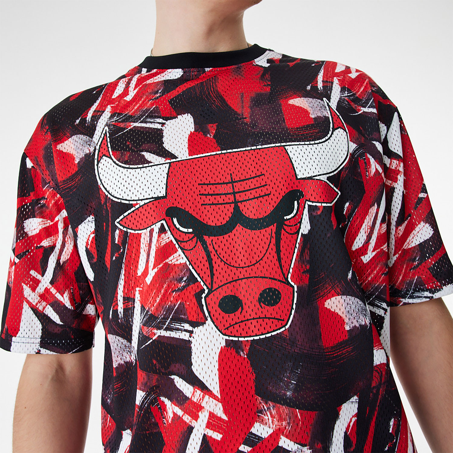 Chicago Bulls NBA All Over Print Mesh Red Oversized T-Shirt