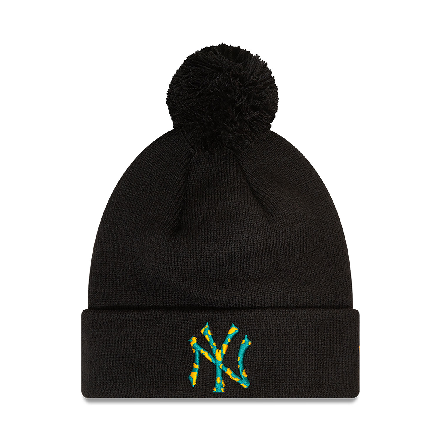 New York Yankees Infill Black Bobble Knit Beanie Hat