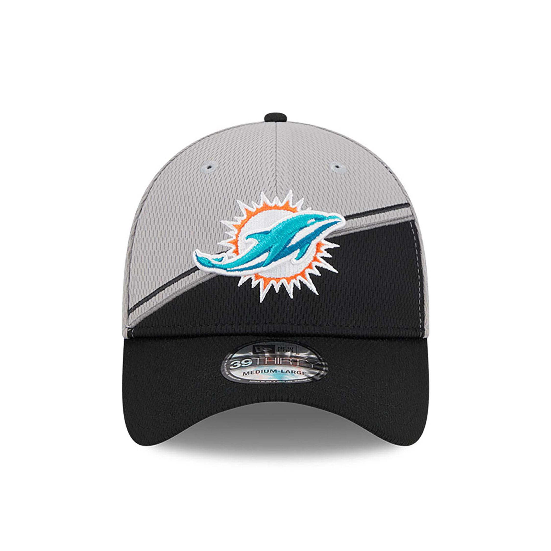 Miami Dolphins NFL Sideline 2023 Grey 39THIRTY Stretch Fit Cap