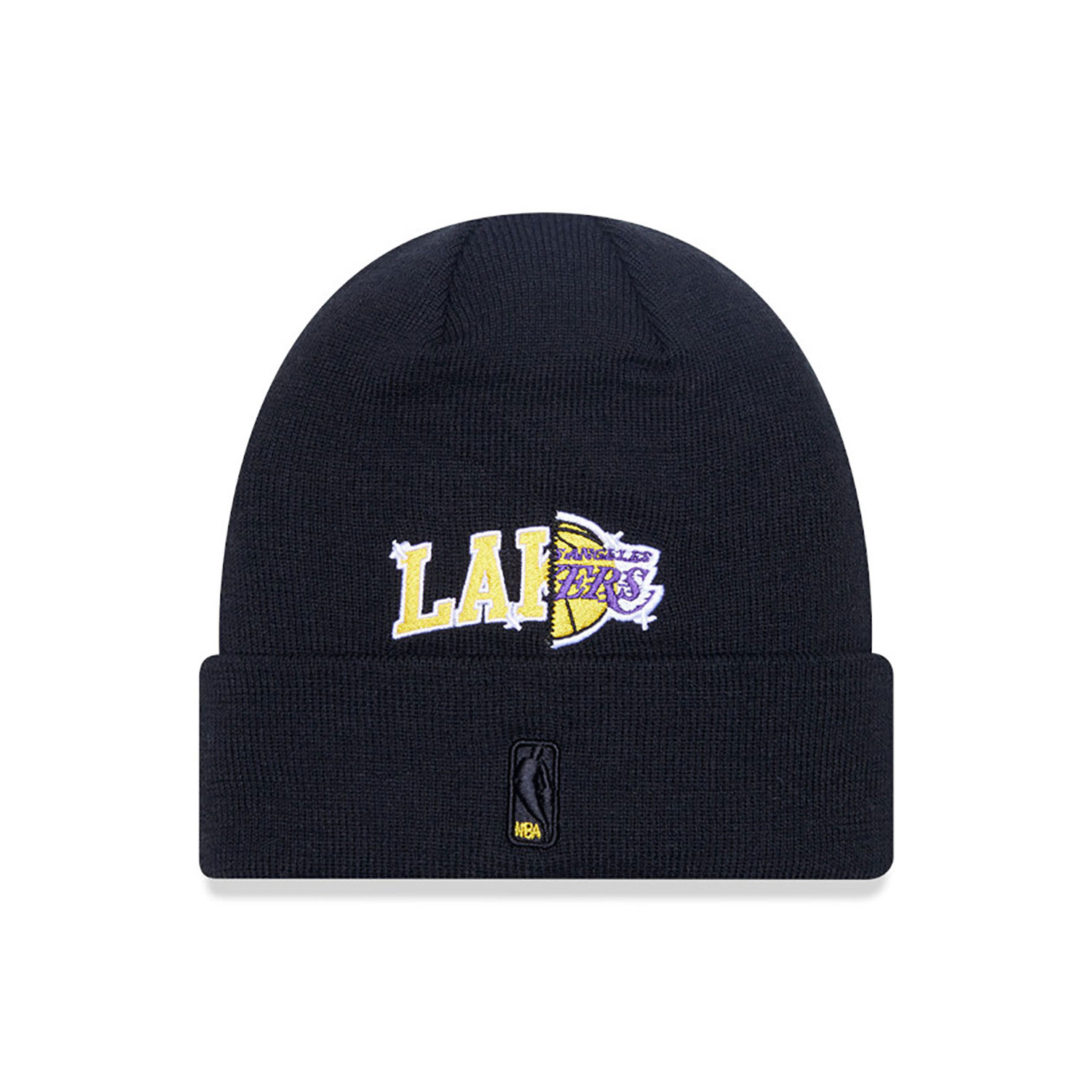 LA Lakers Multi Patch Black Cuff Knit Beanie Hat