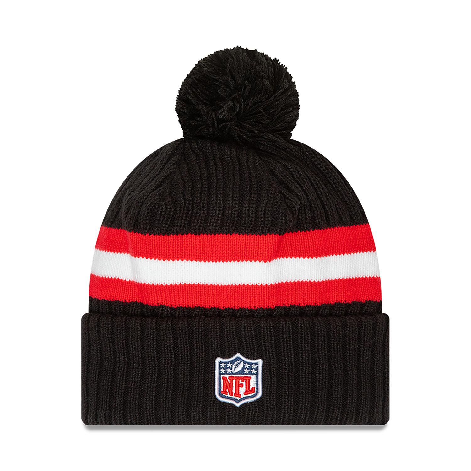 New England Patriots NFL 2023 Sideline Black Bobble Knit Hat