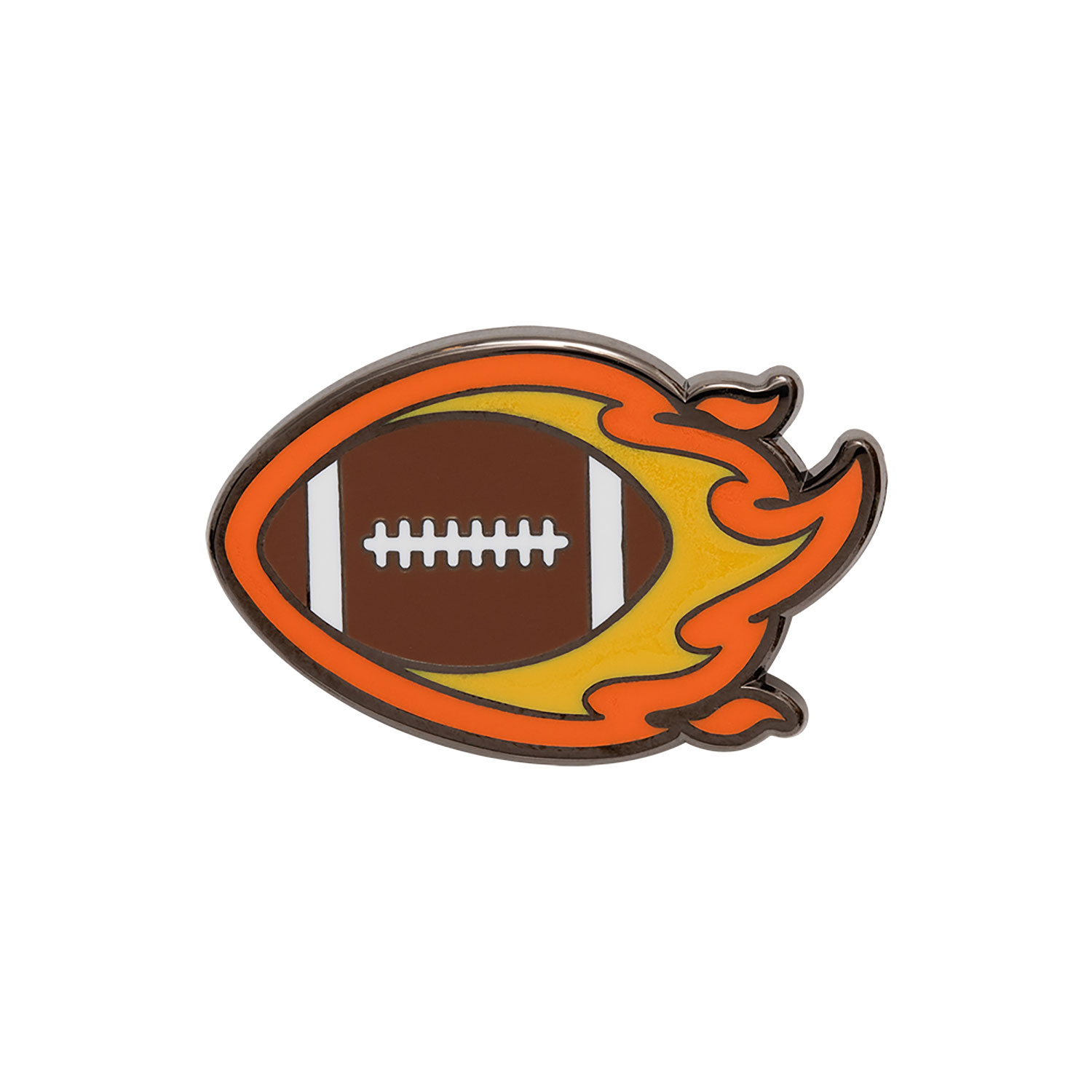 New Era Flaming Football Brown Pin Badge