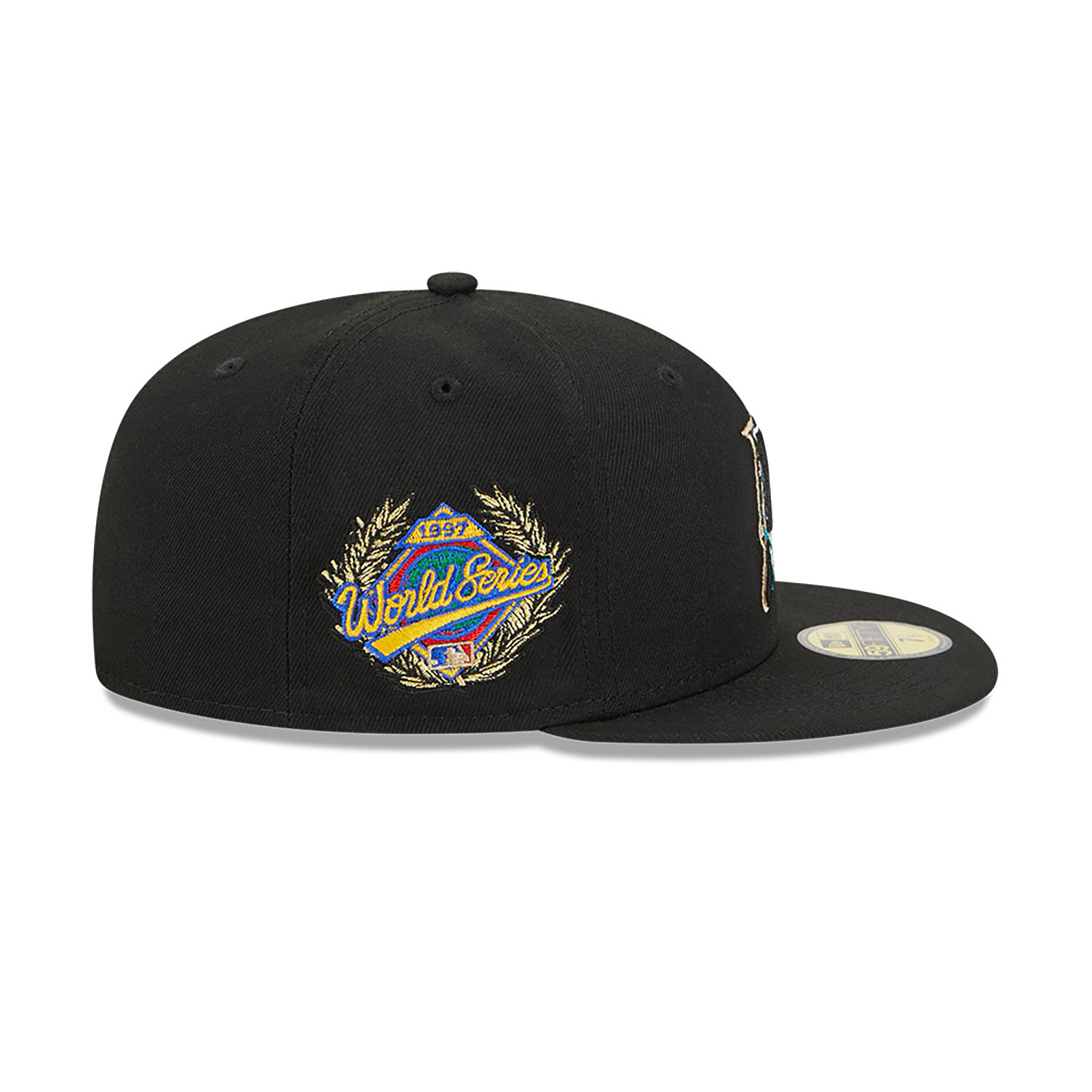 Miami Marlins Laurel Sidepatch Black 59FIFTY Fitted Cap