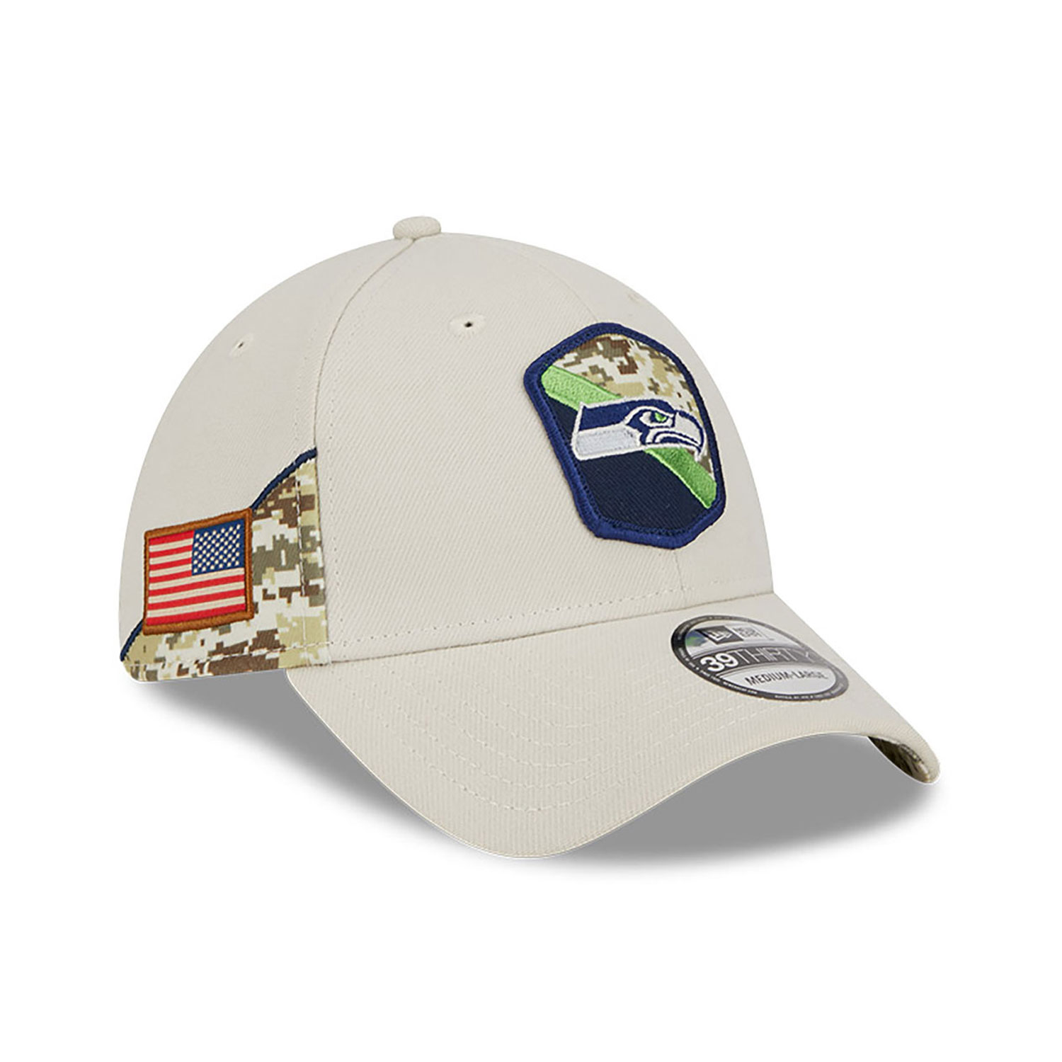 Seattle Seahawks NFL Salute To Service Stone 39THIRTY Stretch Fit Cap