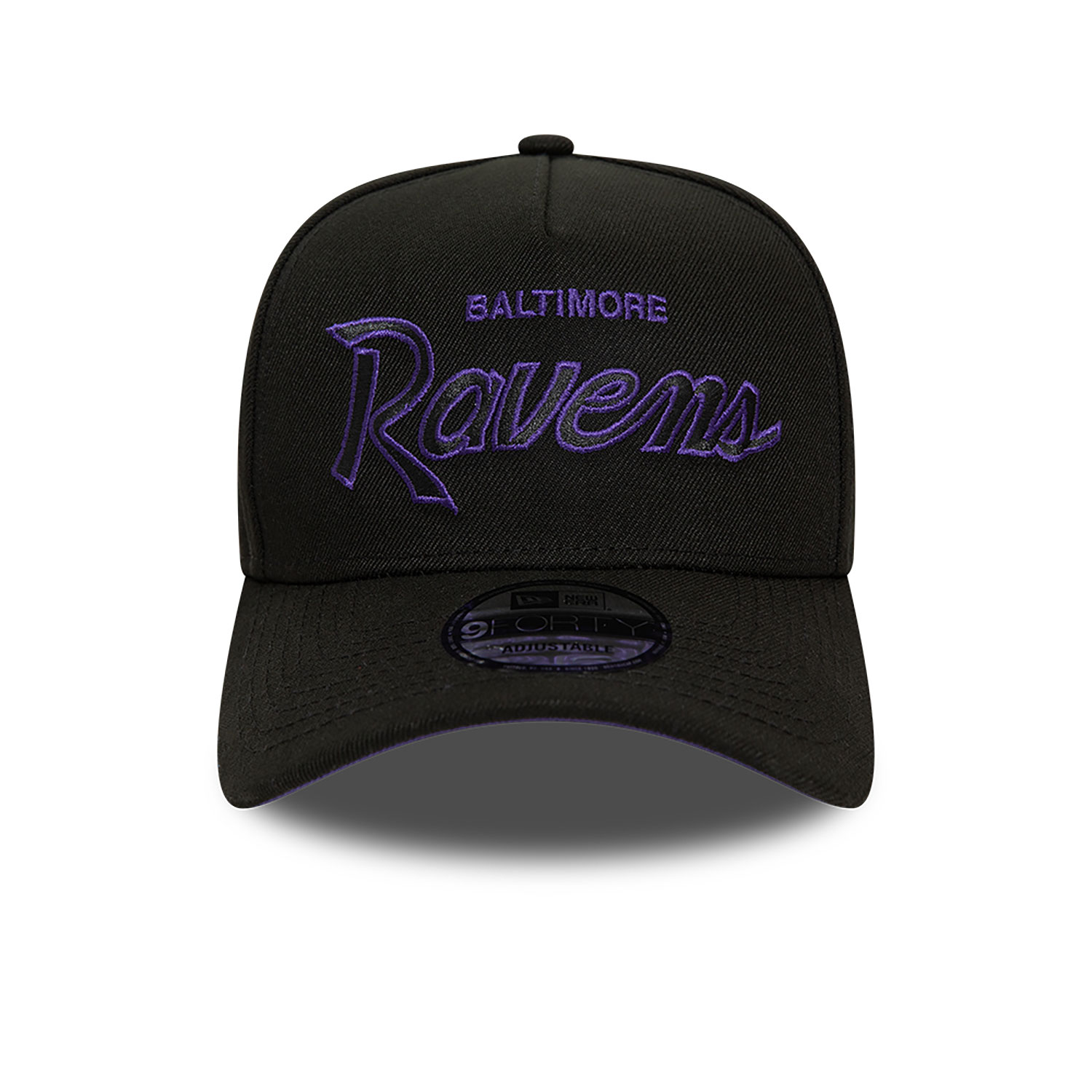 Baltimore Ravens NFL Script Black A-Frame 9FORTY Adjustable Cap