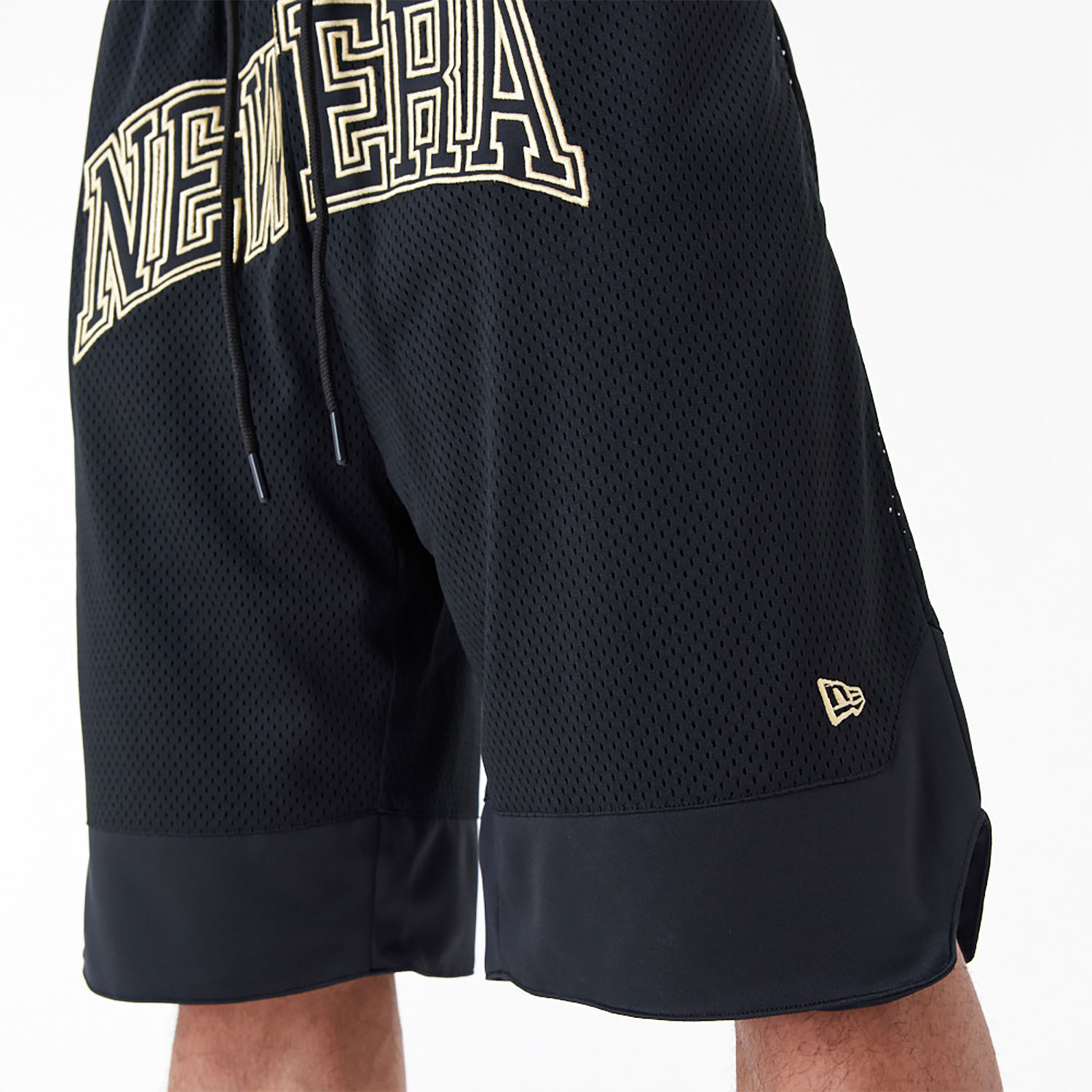 New Era Black Oversized Mesh Shorts
