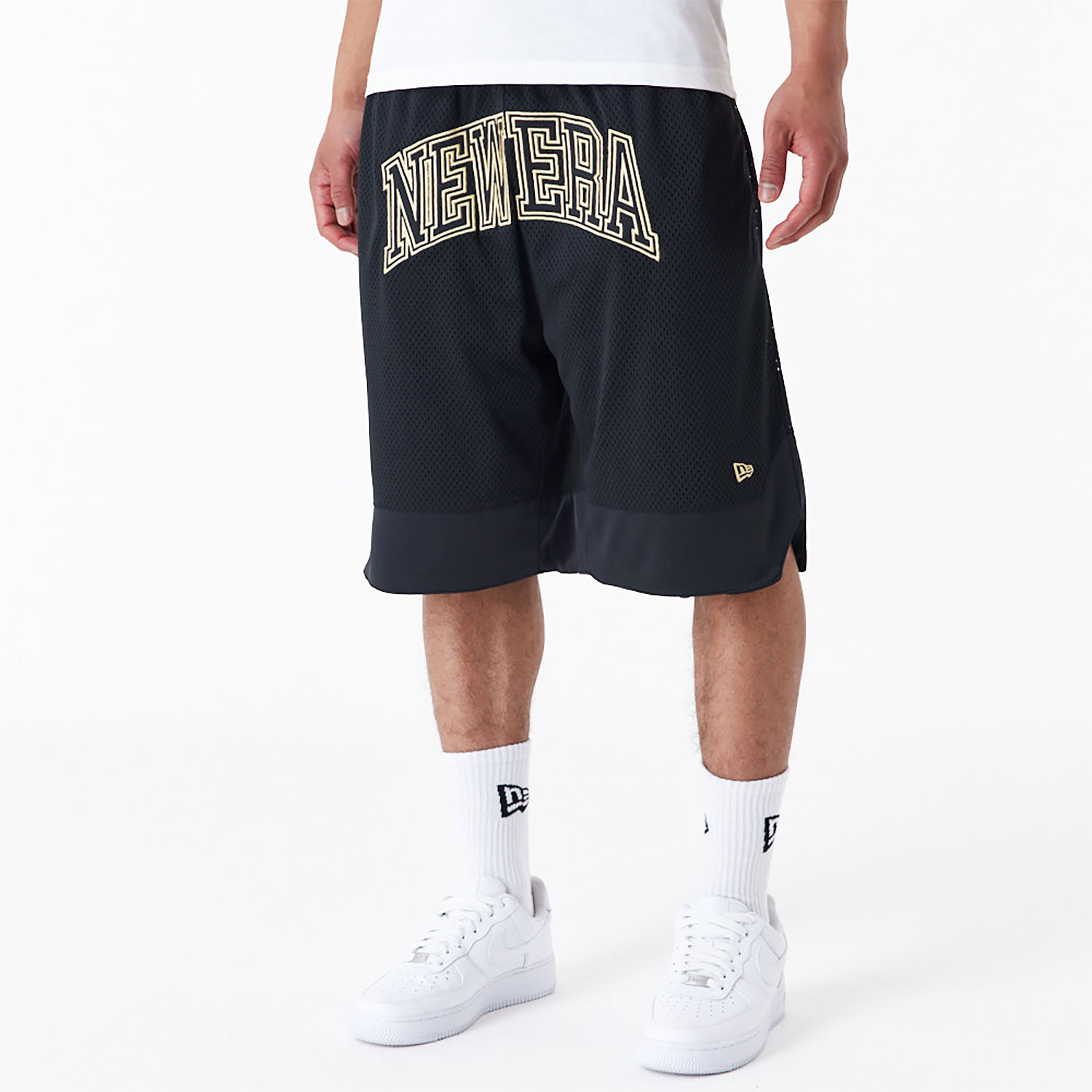 New Era Black Oversized Mesh Shorts