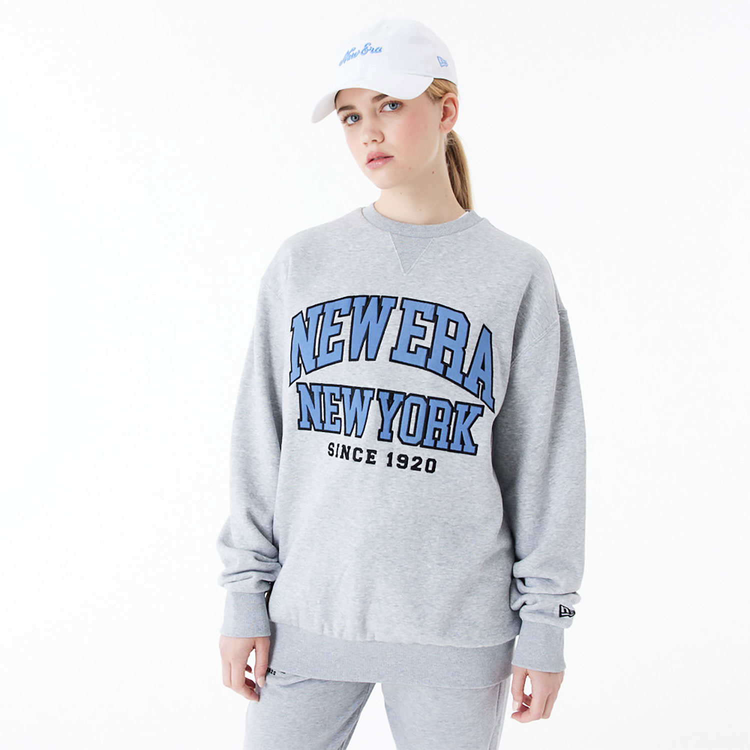 New Era Arch Graphic Grey Crew Neck Sweatshirt
